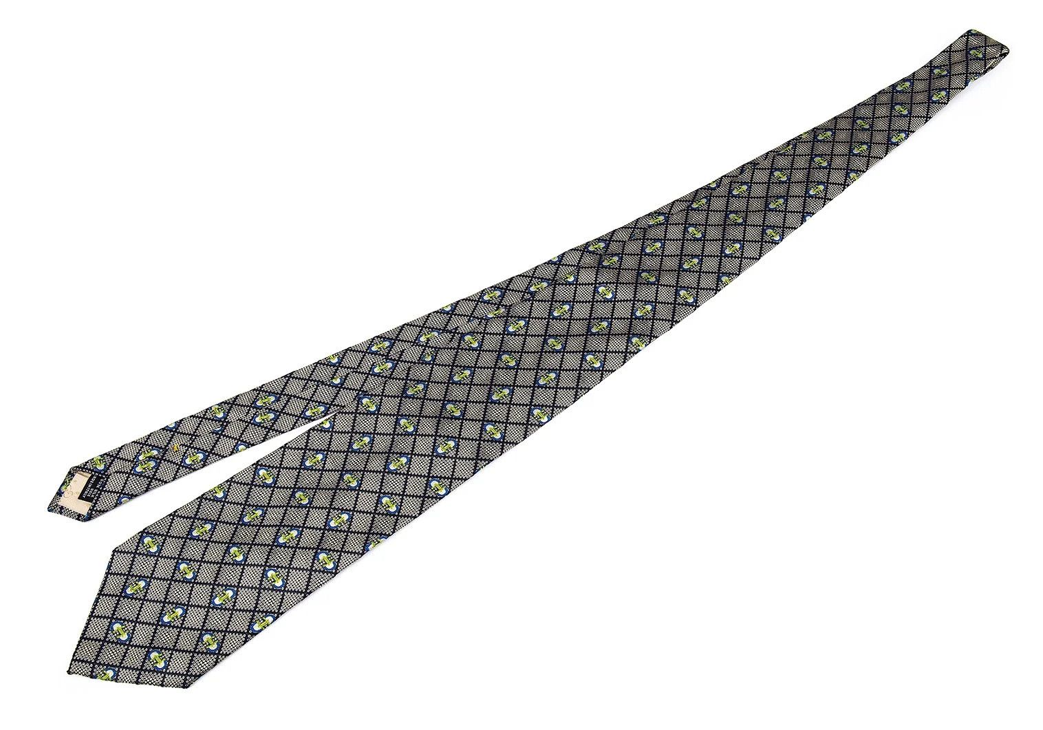 Gucci Silk Jacquard Tie in Beige and Navy Size ONE SIZE - 2 Thumbnail