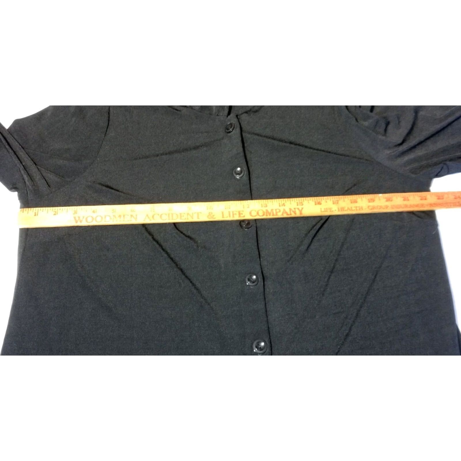 Vintage All That Jazz Shirt 16 Black Stretch Nylon Lagenlook Collared Button Up Women Witches Gothic Batique Size XXL / US 16-18 / IT 52-54 - 5 Thumbnail