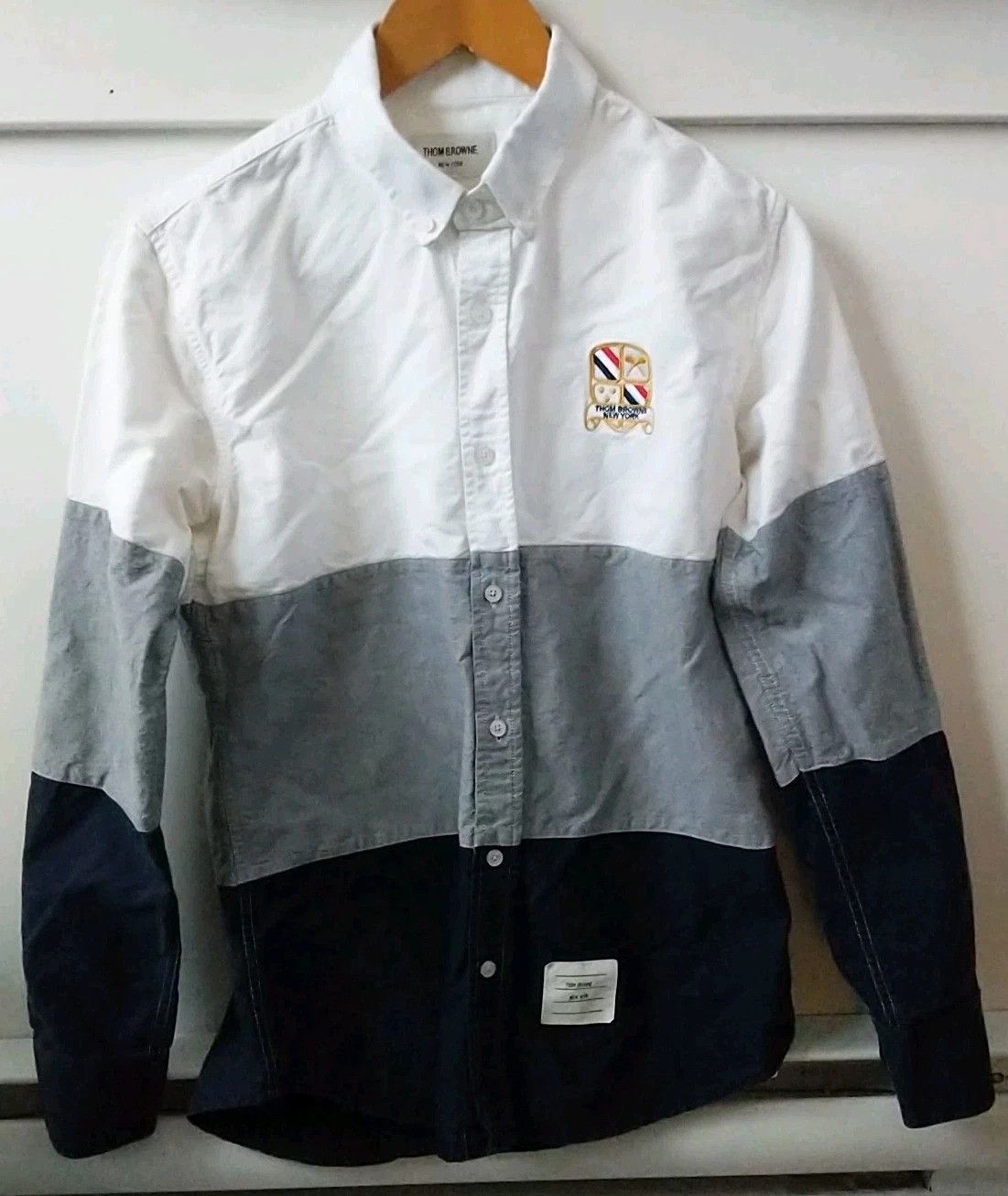 Thom Browne New York Long Sleeve Button Up Triband Shirt