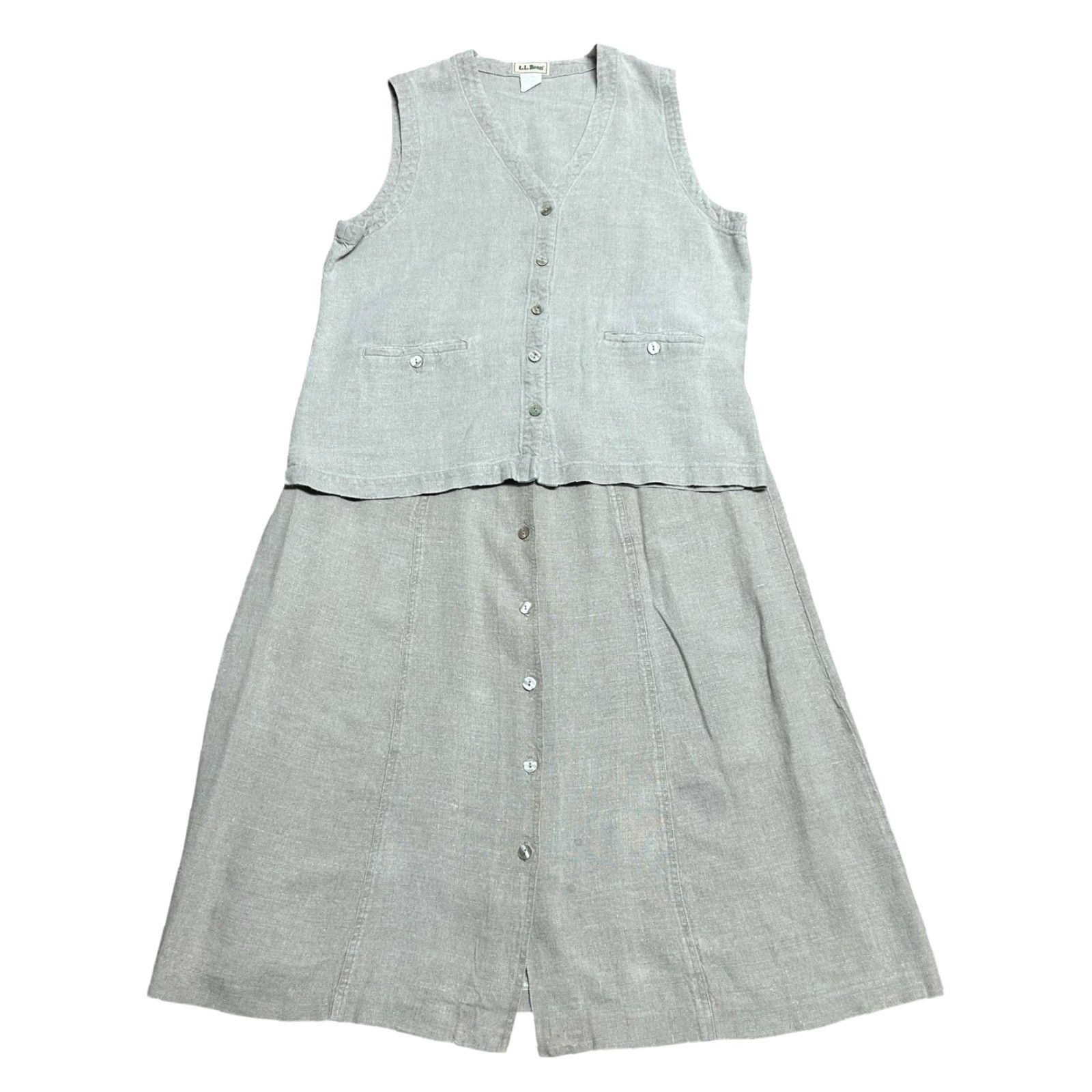 Vintage VINTAGE L.L. Bean Women 2 Piece Skirt Set 100% Linen Beige Brown Sz 16 USA Size 38" / US 16 / IT 52 - 2 Thumbnail