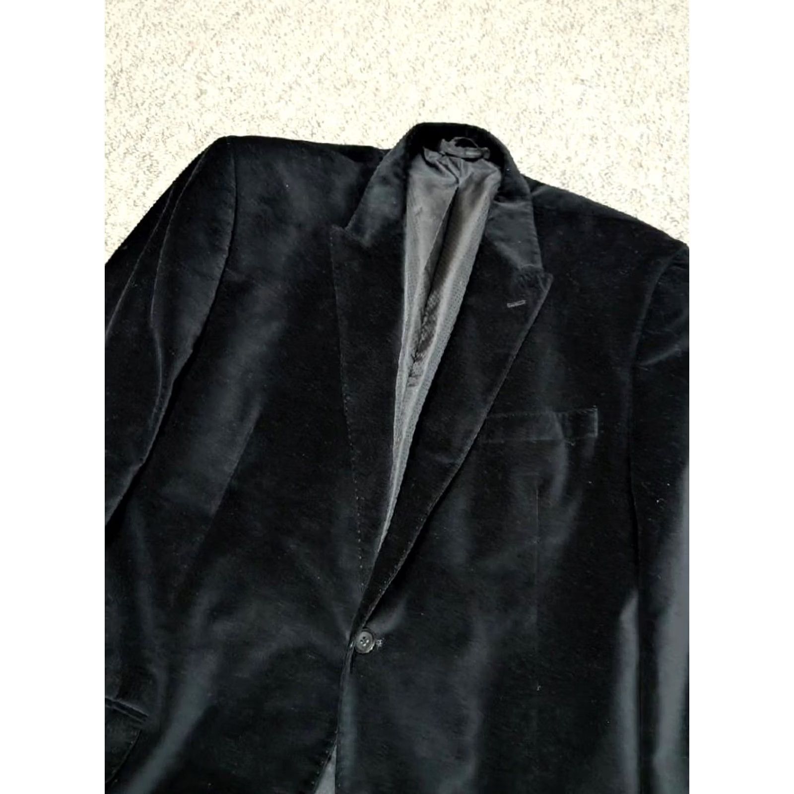Sean John VINTAGE Sean John Blazer Men 44L Velour Velvet Black Two-Button Peak Lapel Double-Vented Size 44R - 5 Thumbnail