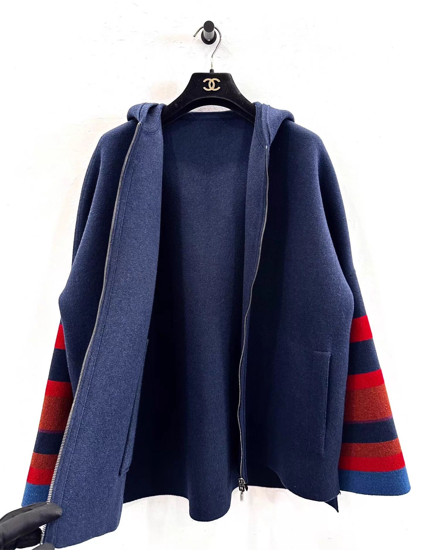 Loro Piana Loro Piana Women's Navy Colorblocked Stripe Logo Jacket Size S / US 4 / IT 40 - 4 Thumbnail