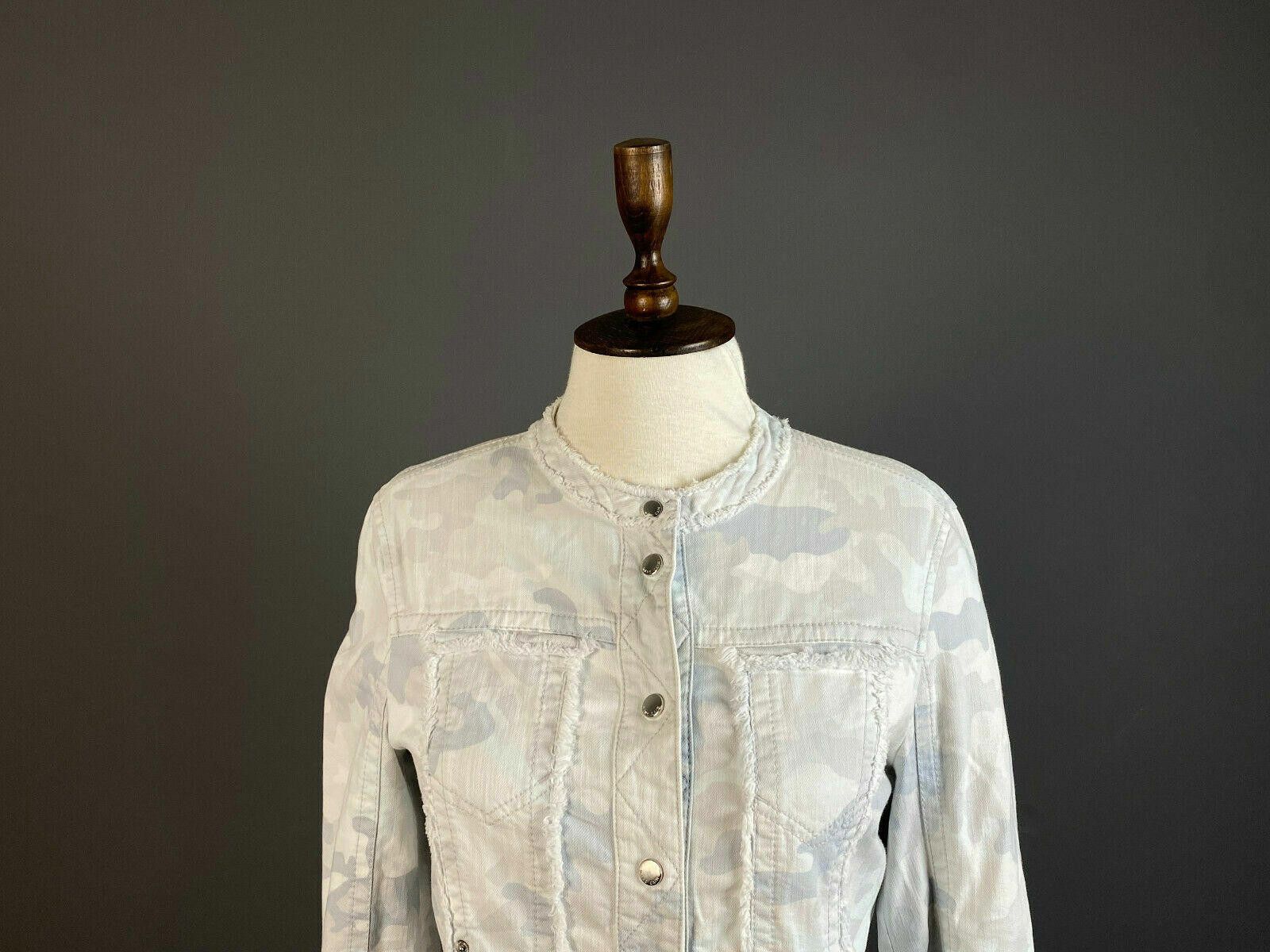 Designer Marc Cain White Camo Designer Cotton Snap Jacket Size 3 Size M / US 6-8 / IT 42-44 - 2 Thumbnail