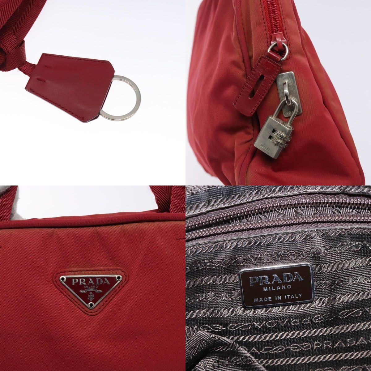 Prada PRADA Hand Bag Nylon Red Silver Size ONE SIZE - 11 Thumbnail