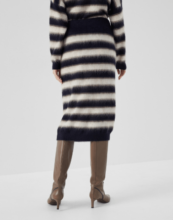Brunello Cucinelli o1la1rc1a0325 Wool Skirt in Blue/Beige Size 30" / US 8 / IT 44 - 2 Thumbnail