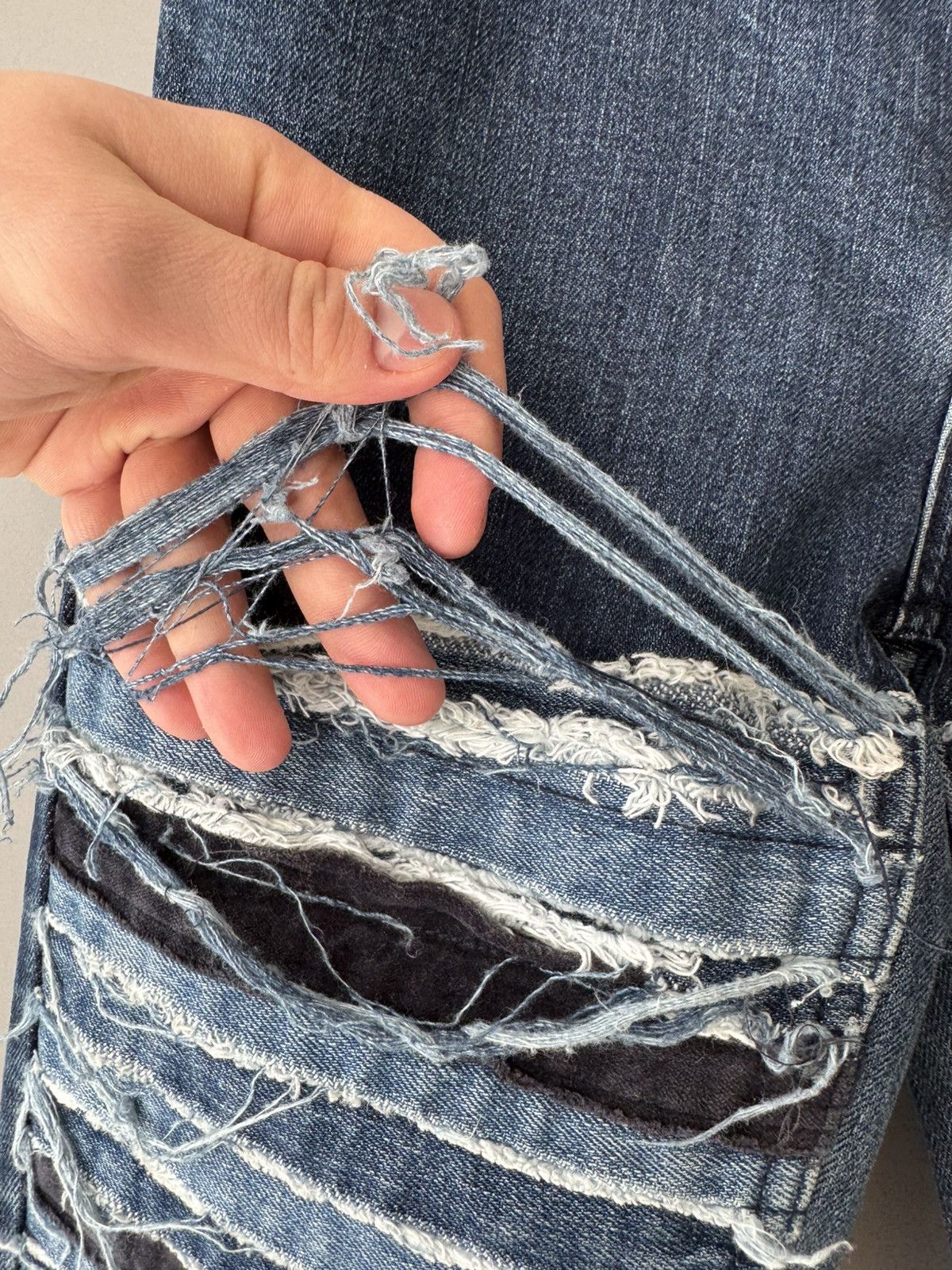 Acne Studios × Jean Acne AW10 Kex Slice Denim Collage Jeans Size 36 Low-Waist Size 25" / US 0 / IT 36 - 4 Thumbnail