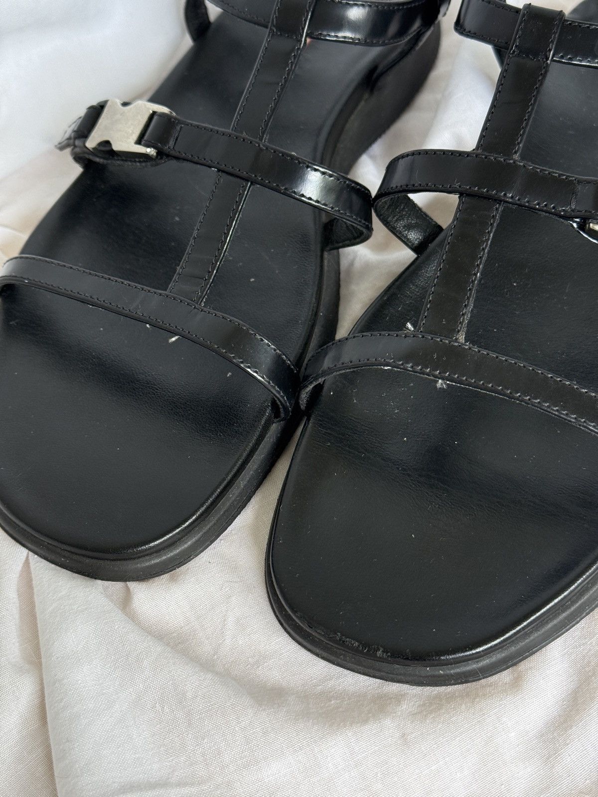 Prada Prada Black Leather Strappy Sandals Buckle Size US 7.5 / IT 37.5 - 4 Thumbnail