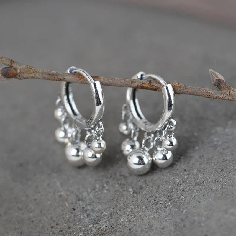Jewelry Tassel Hoop Earrings 925 Sterling Silver Jewelry Gift Size ONE SIZE - 2 Thumbnail