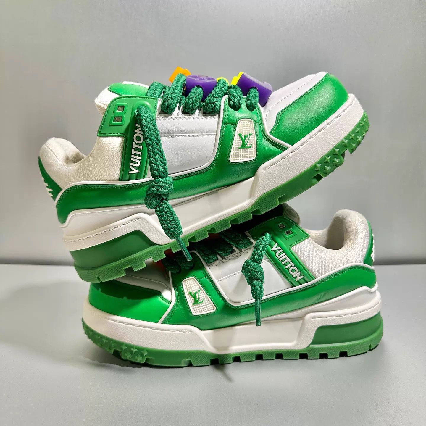 Louis Vuitton LV Trainer White Green Pikachu 40/6 Worn Excellent Size US 7 / EU 40 - 4 Thumbnail