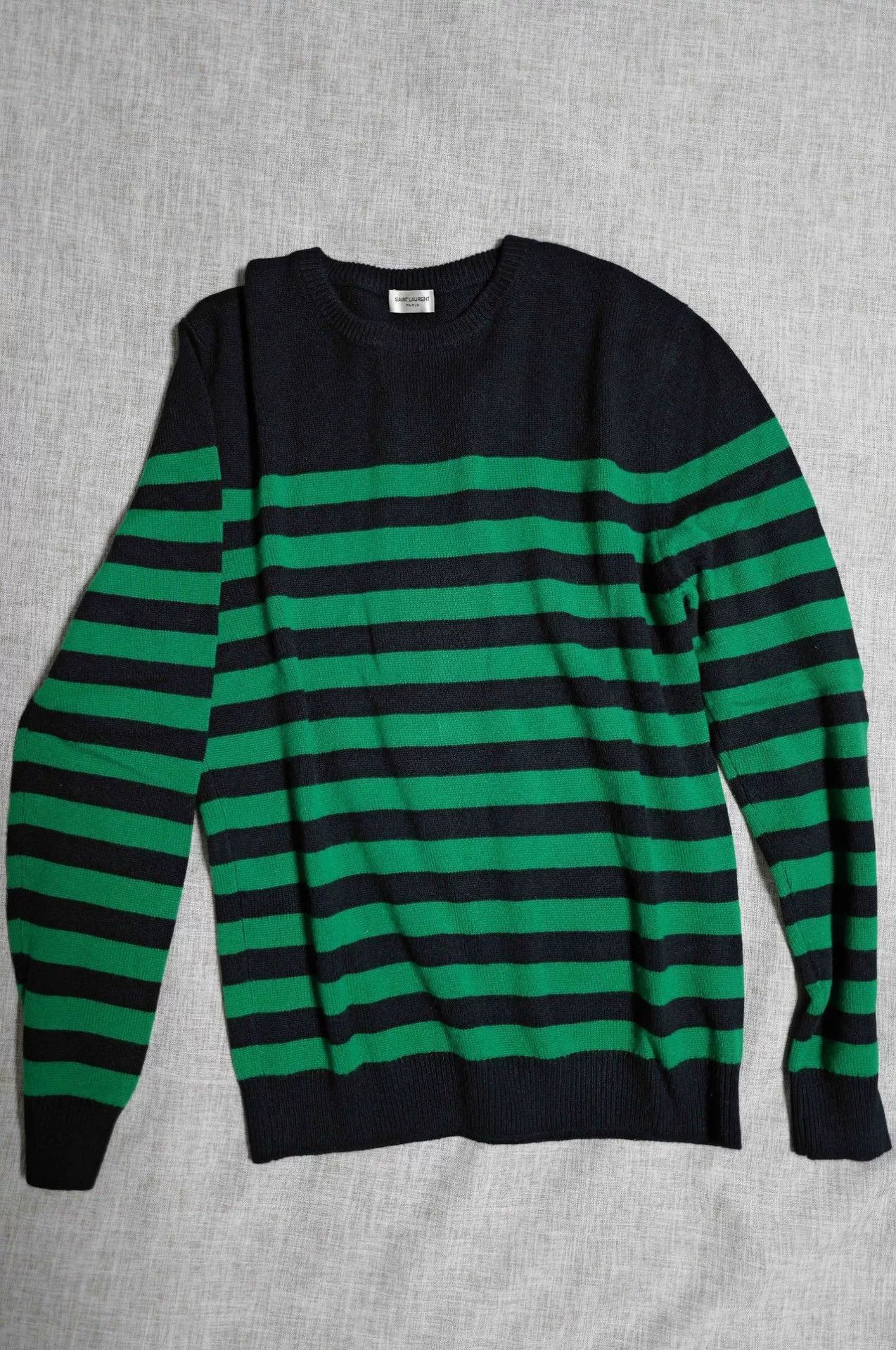 Saint Laurent Paris saint laurent black green striped cashmere sweater. Size US XL / EU 56 / 4 - 1 Thumbnail