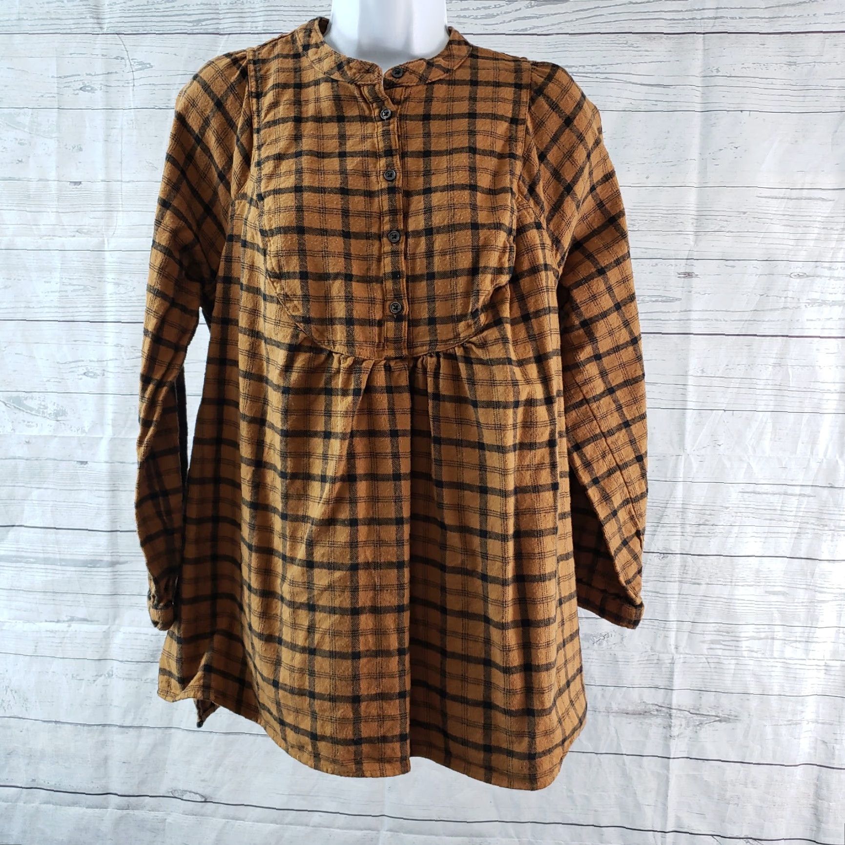 Vintage Isabel Maternity Womens Flannel Top Blouse Sz S Brown Black Plaid Long Sleeve 100% Cotton Ingrid & Isabel Maternity Shirt Womens Size S / US 4 / IT 40 - 2 Thumbnail