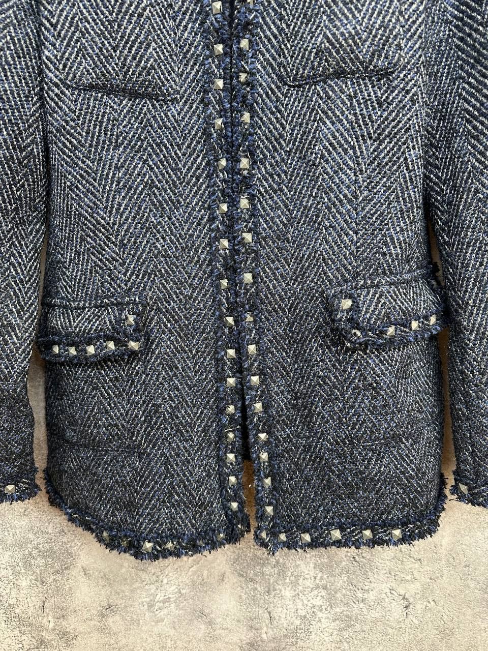 Other IQ+ Berlin Herringbone Tweed Jacket Coat Wool Fringe Trim Size M / US 6-8 / IT 42-44 - 7 Thumbnail