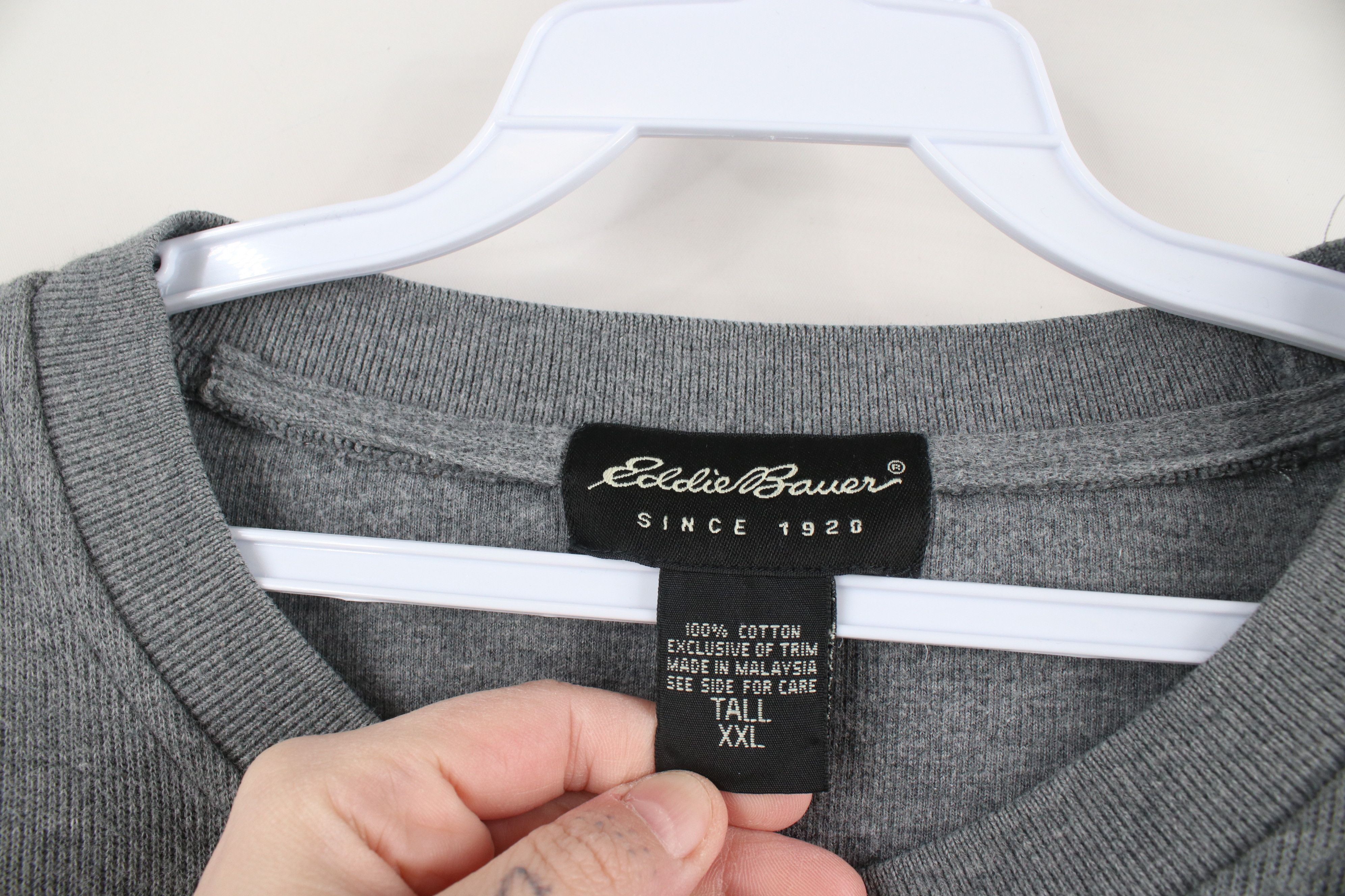 Eddie Bauer × Vintage Vintage 90s Eddie Bauer Ribbed Knit Long Sleeve T-Shirt Gray Size US XXL / EU 58 / 5 - 8 Thumbnail