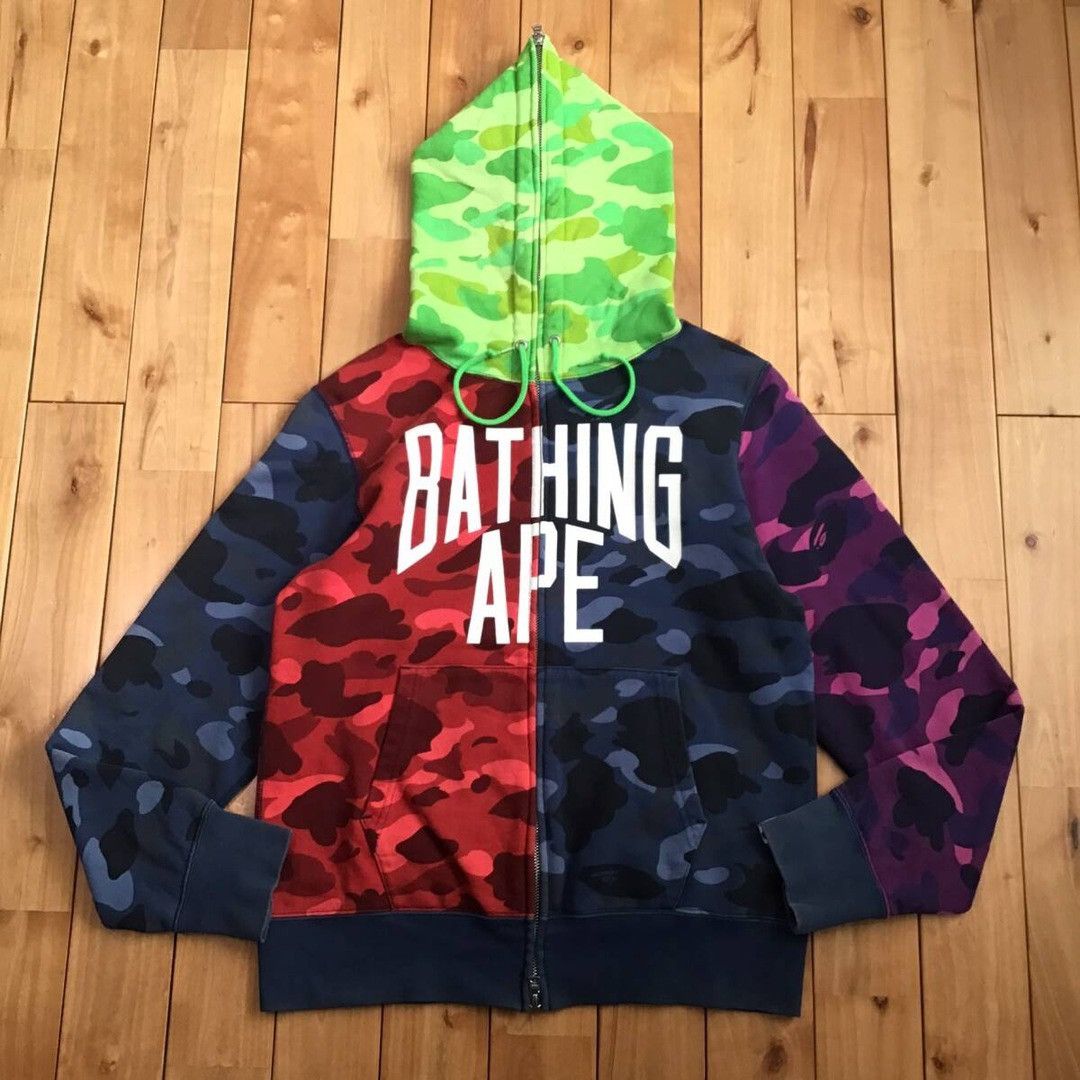 Bape BAPE NYC logo crazy color camo full zip hoodie a bathing ape Size US M / EU 48-50 / 2 - 1 Thumbnail