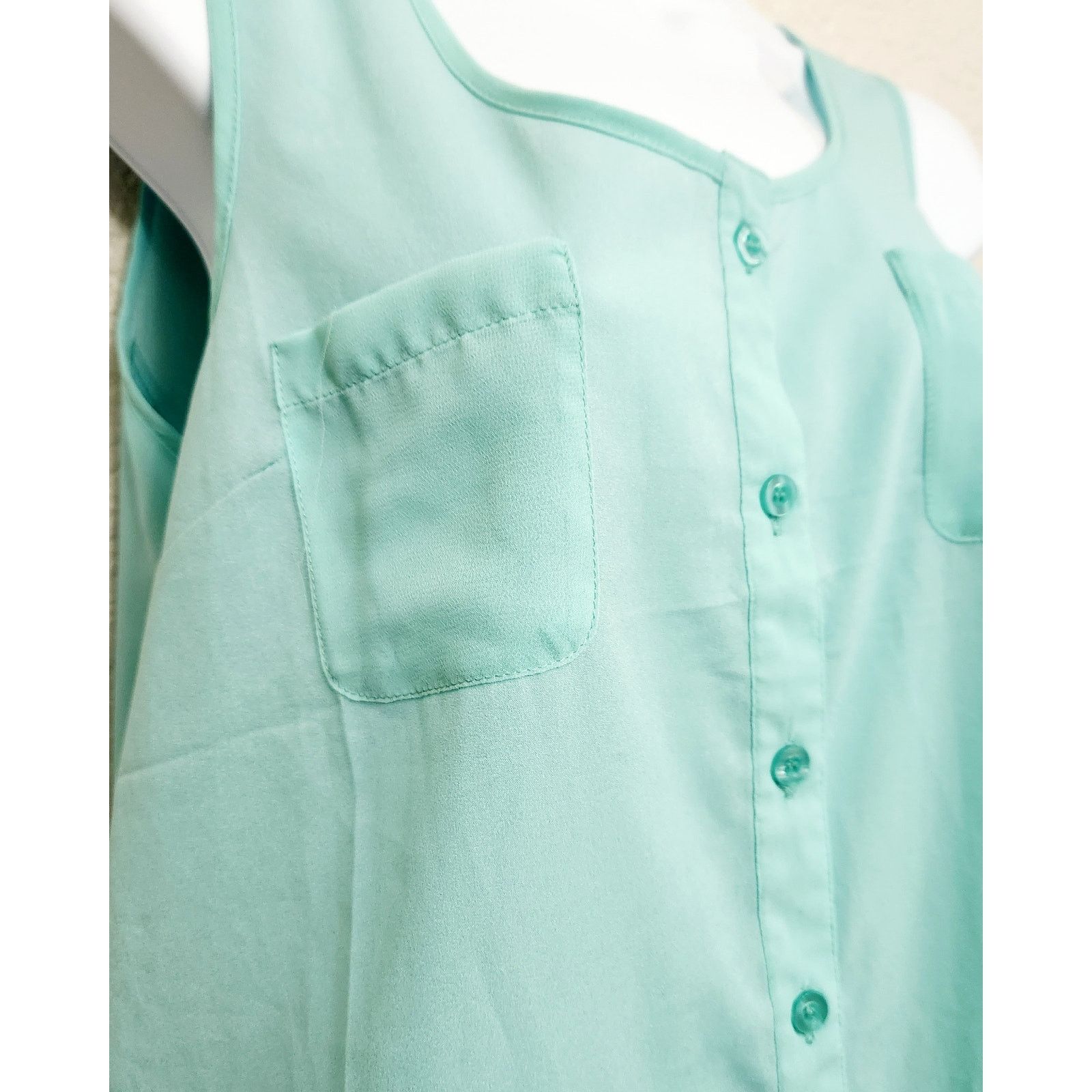 Other Mine Teal Sleeveless Button Up Top Small Lightweight Size S / US 4 / IT 40 - 2 Thumbnail
