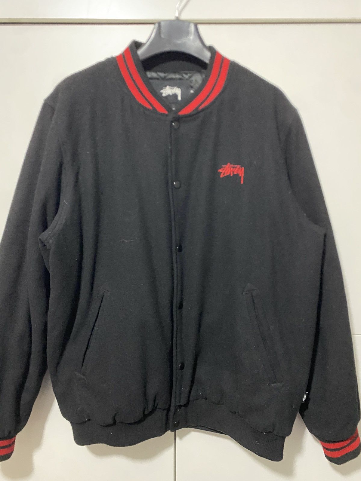 Stussy Stüssy Tribe Varsity Jacket, size XL, black with patch, used Size US XL / EU 56 / 4 - 2 Thumbnail
