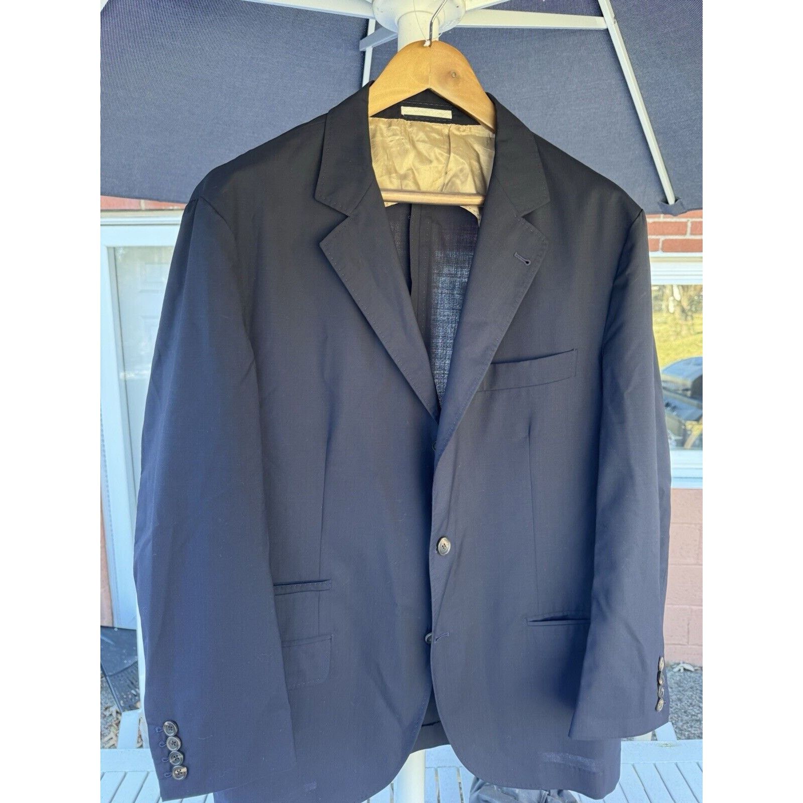 Brunello Cucinelli Brunello Cucinelli Navy Blue Wool Silk Blazer IT54/US 44 Size 44R - 4 Thumbnail