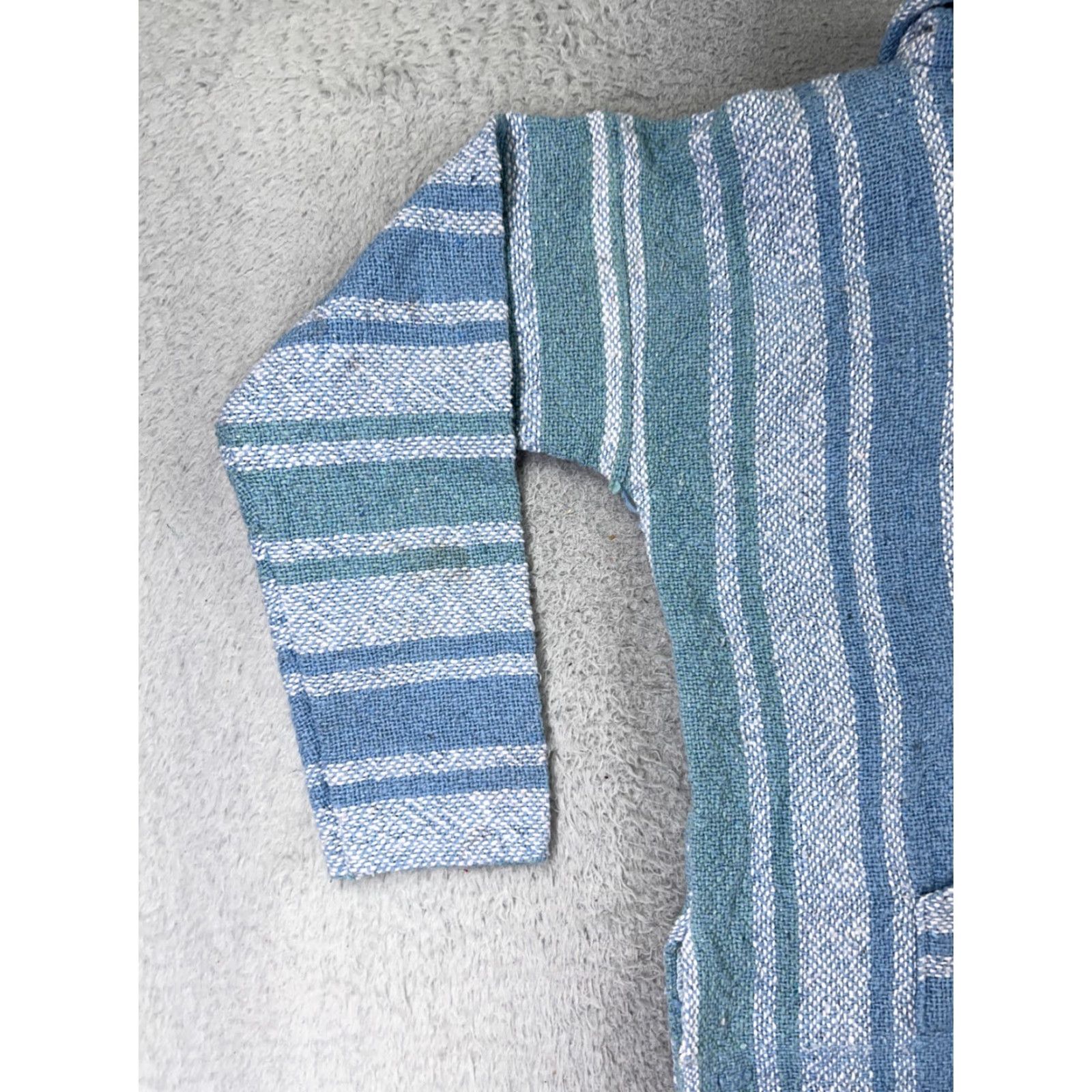 Vintage Baja Hoodie Adult Large Blue Stripe Acrylic Knit Pullover Hooded Sweatshirt Mex Drug Rug Size US L / EU 52-54 / 3 - 3 Thumbnail