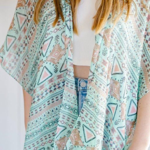 Other Bohemian Tribal Print Kimono Wrap Scarf Shawl Size ONE SIZE - 7 Thumbnail