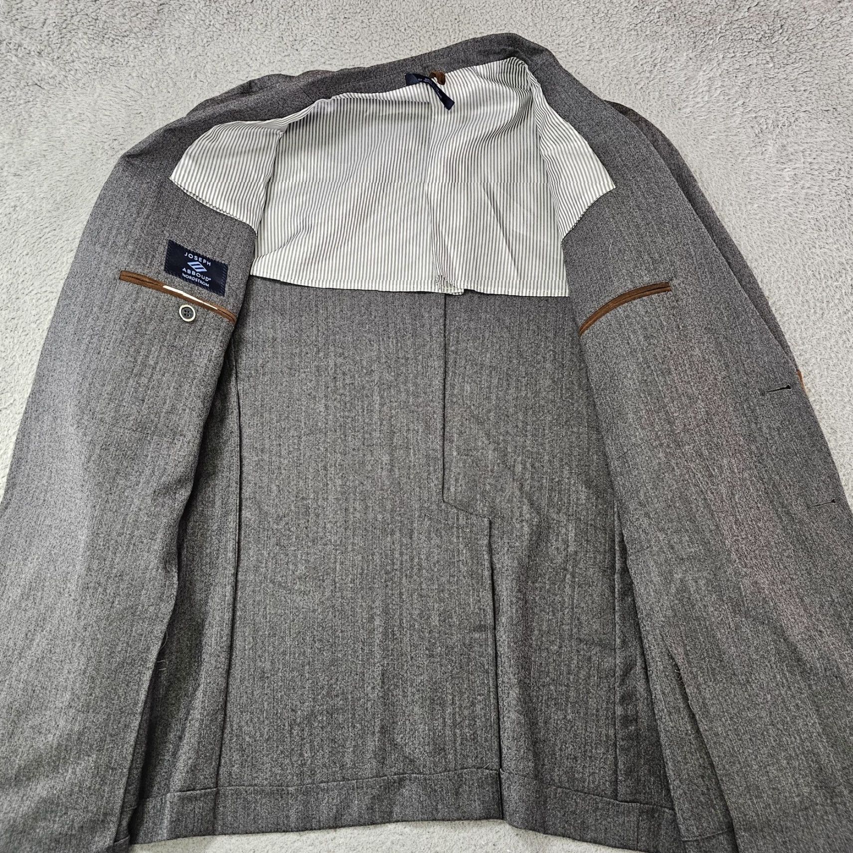 Joseph Abboud VINTAGE Joseph Abboud Blazer Mens 44R Gray Wool Herringbone Elbow Patches 2 Button USA Size 44R - 6 Thumbnail