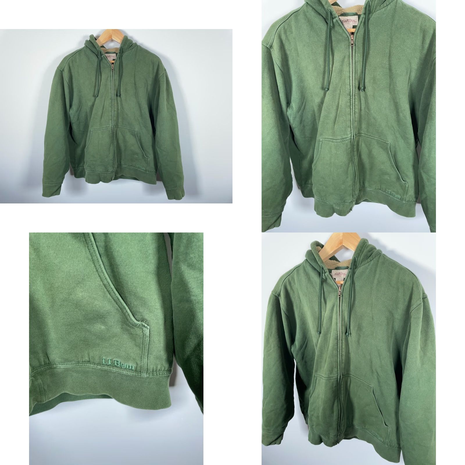 Vintage L.L. Bean Katahdin Iron Works Sherpa Zip Hoodie Men's Large Green Sweatshirt Size US L / EU 52-54 / 3 - 9 Thumbnail