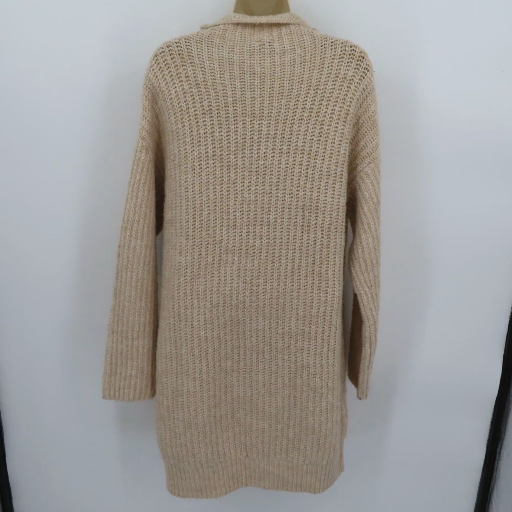 Topshop Topshop Women 8/10 US M UK Solid Beige Cable Knit Sweater Dress Long Sleeve Shirt Dress Womens Size M / US 6-8 / IT 42-44 - 7 Thumbnail