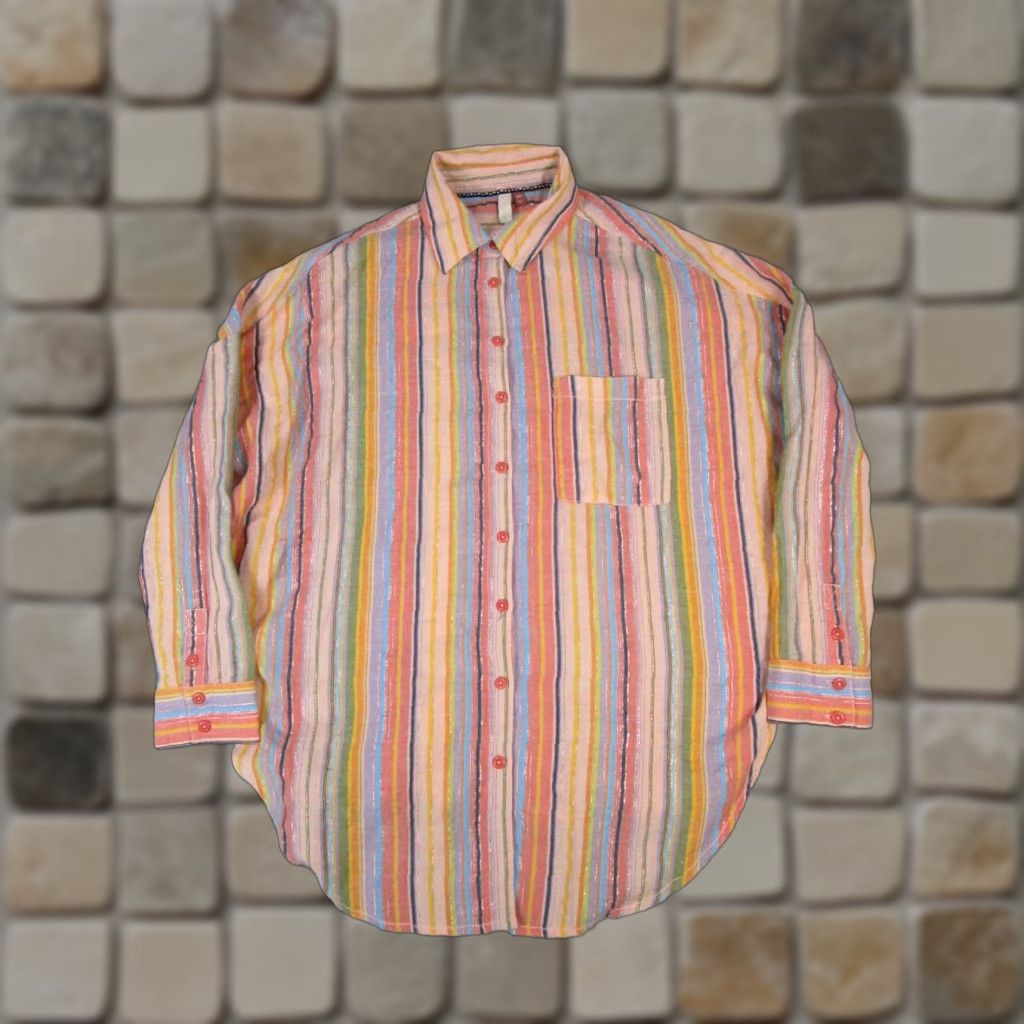 Vintage Pilcro Shirt Mens Small Orange Blue Green Cotton Knit Button Up Size US S / EU 44-46 / 1 - 1 Thumbnail