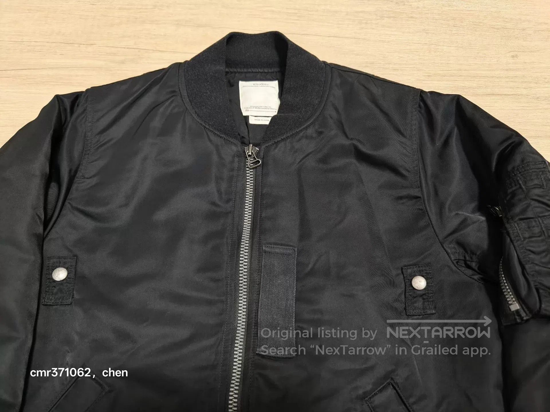 Visvim Black Bomber Jacket with Denim Sleeves Size M. Size US M / EU 48-50 / 2 - 2 Thumbnail
