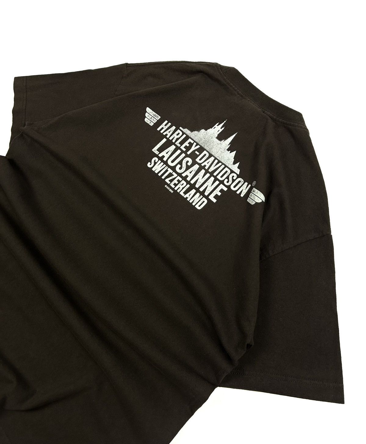 Harley Davidson Vintage Harley Davidson Switzerland Lausanne Brown Tee L Size US L / EU 52-54 / 3 - 7 Thumbnail