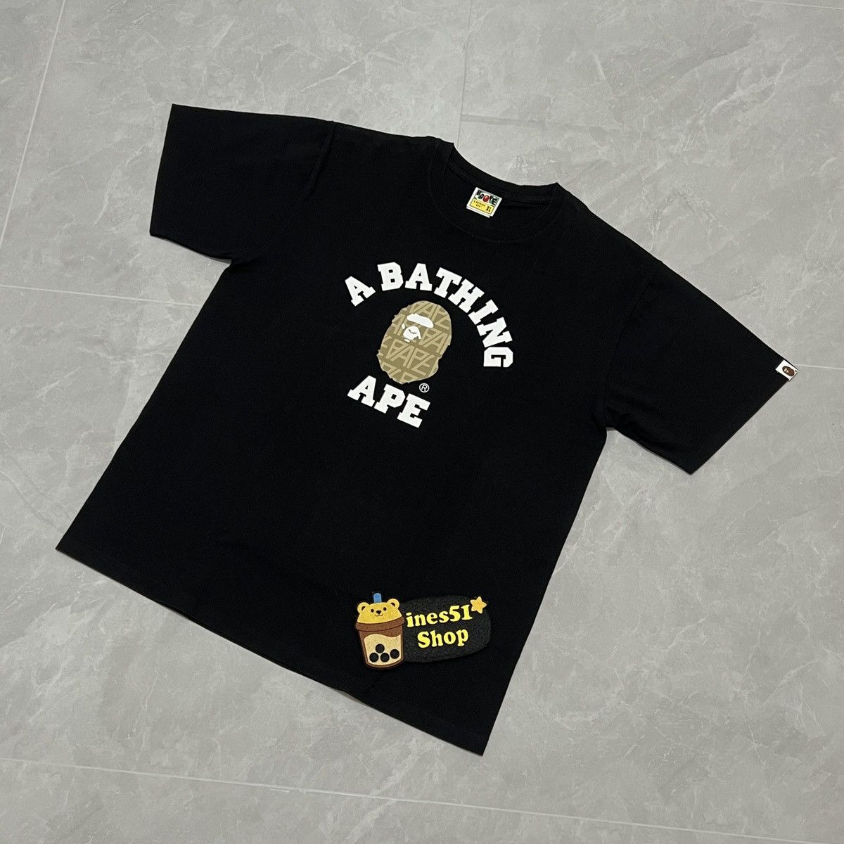 Bape letter pattern college tee