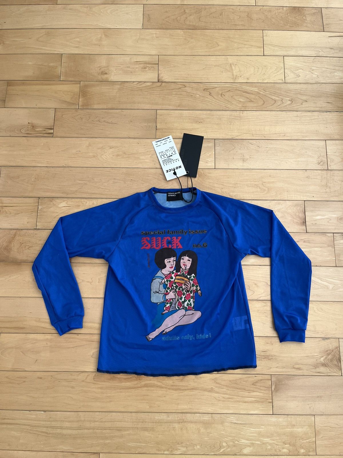 image of NWT - Enfants Riches Deprimes Suck Mesh Long sleeve T-Shirt in Blue, Men's (Size XS)