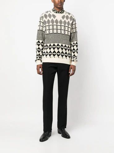 Saint Laurent Paris o1bcso1str0125 Sweatshirt Jacquard Jersey in Natural/Black Size US XS / EU 42 / 0 - 3 Thumbnail