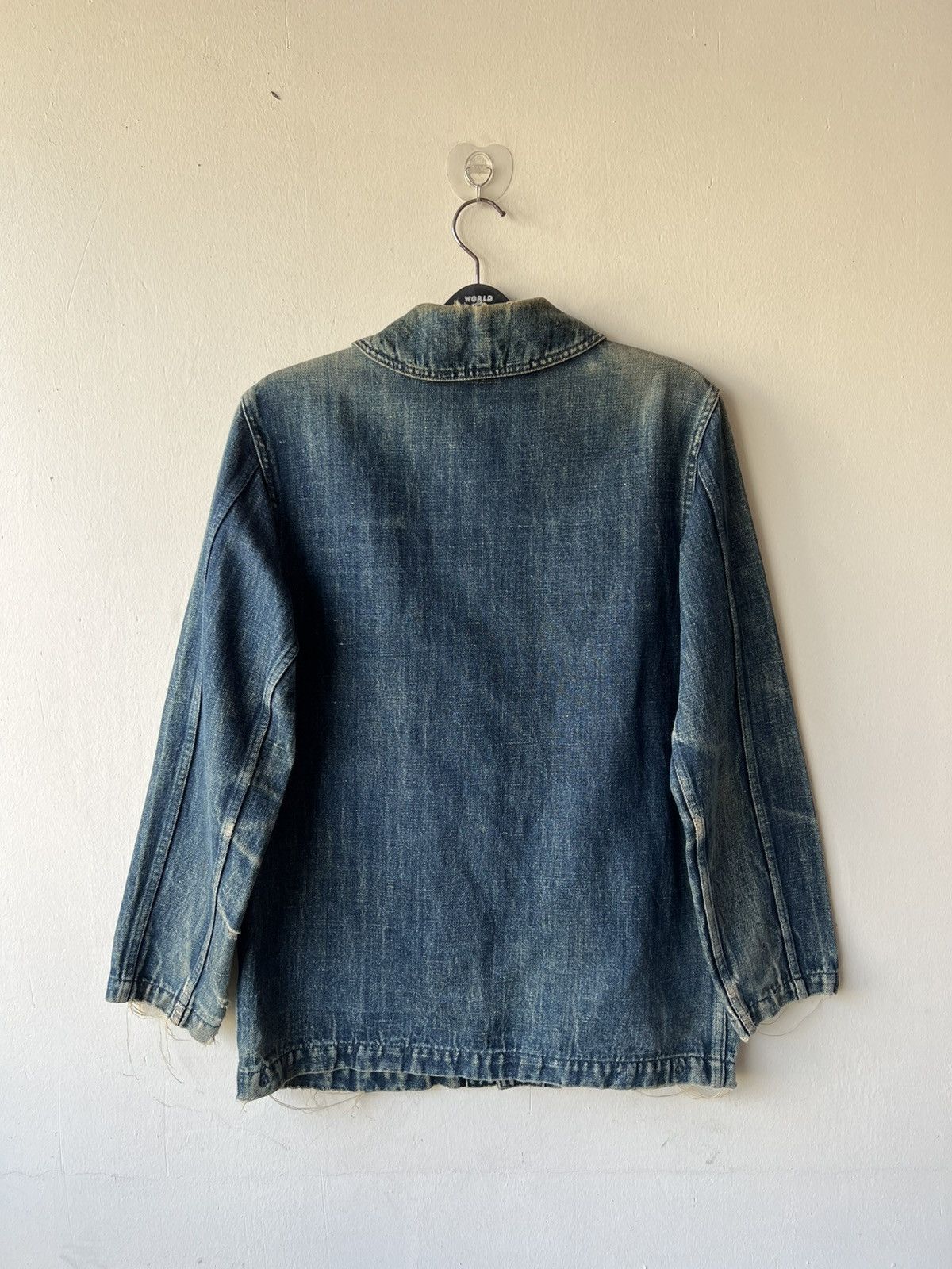 45rpm Trashed Indigo Japan Military Denim Shawl Collar Jacket Size US M / EU 48-50 / 2 - 2 Thumbnail