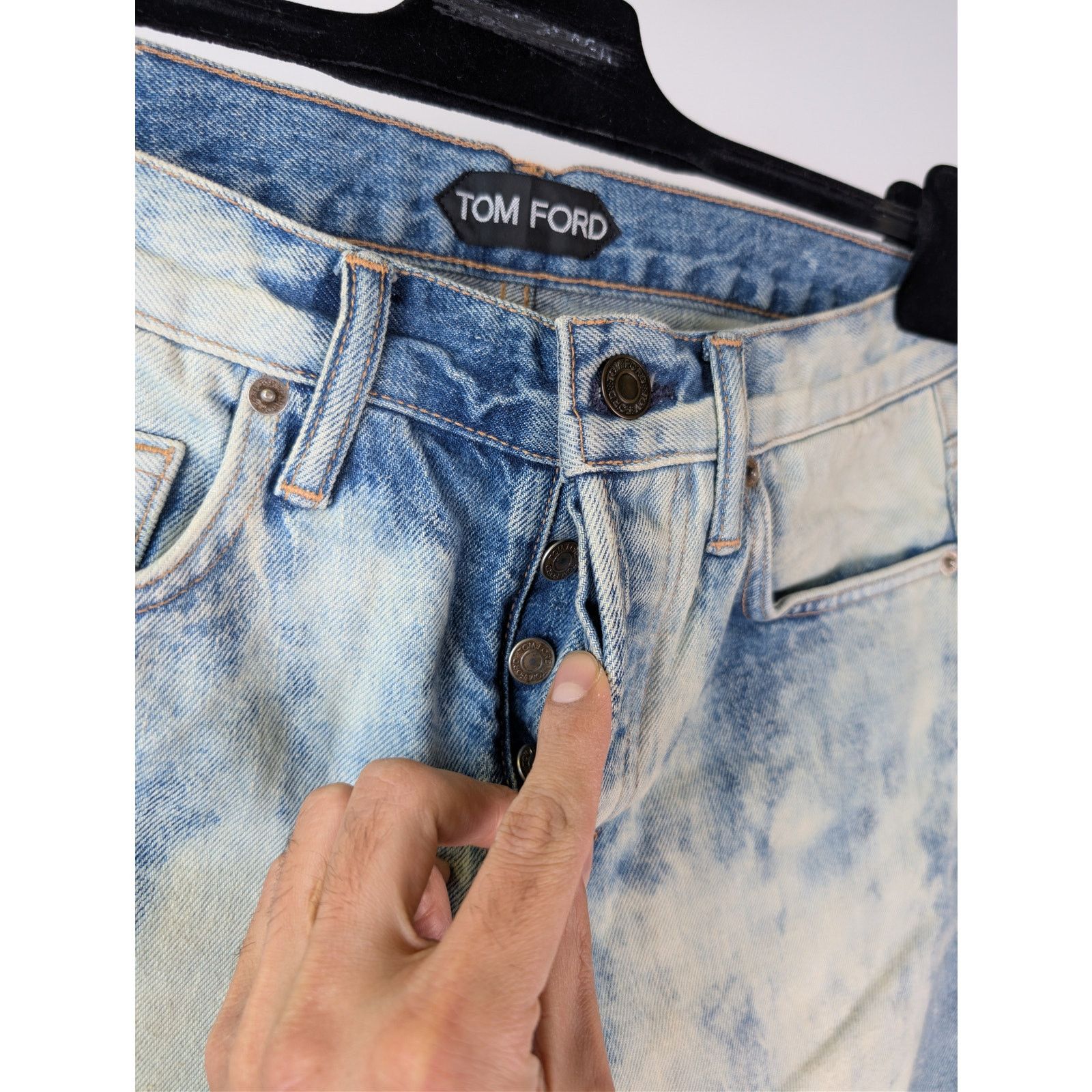 Tom Ford o1rshd1 Slim-Fit Denim Jeans in Pale Bleached Size US 30 / EU 46 - 8 Thumbnail