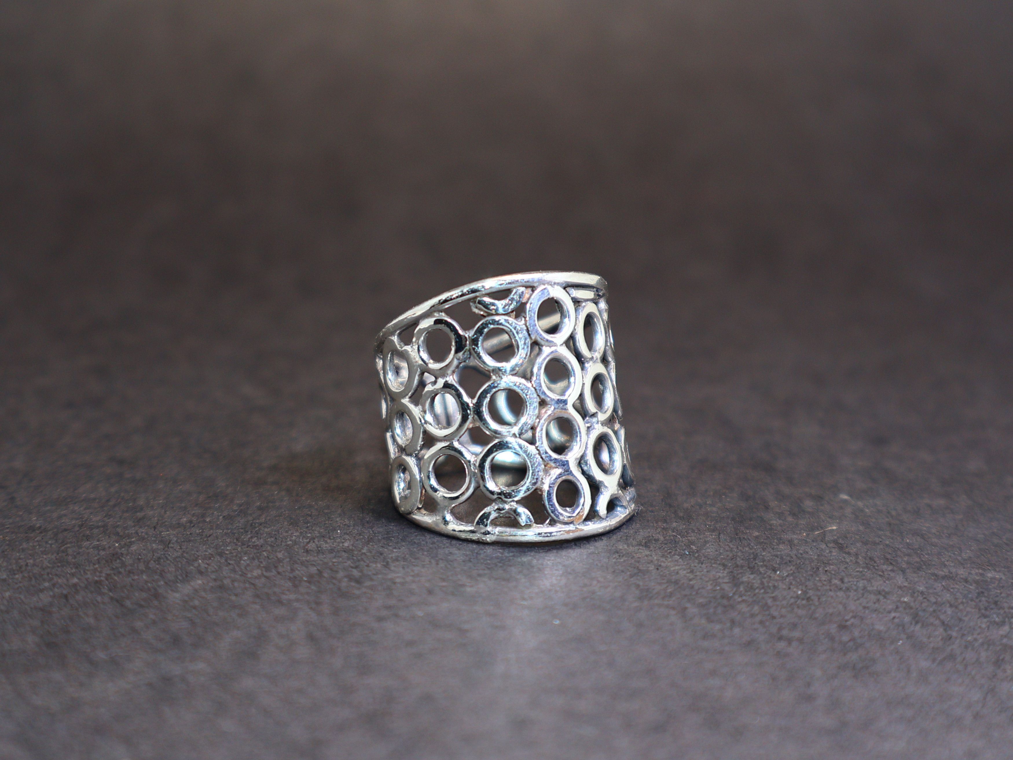 Handmade Wide Band Ring, Eternity Circle Ring, 925 Silver Ring, Size ONE SIZE - 2 Thumbnail