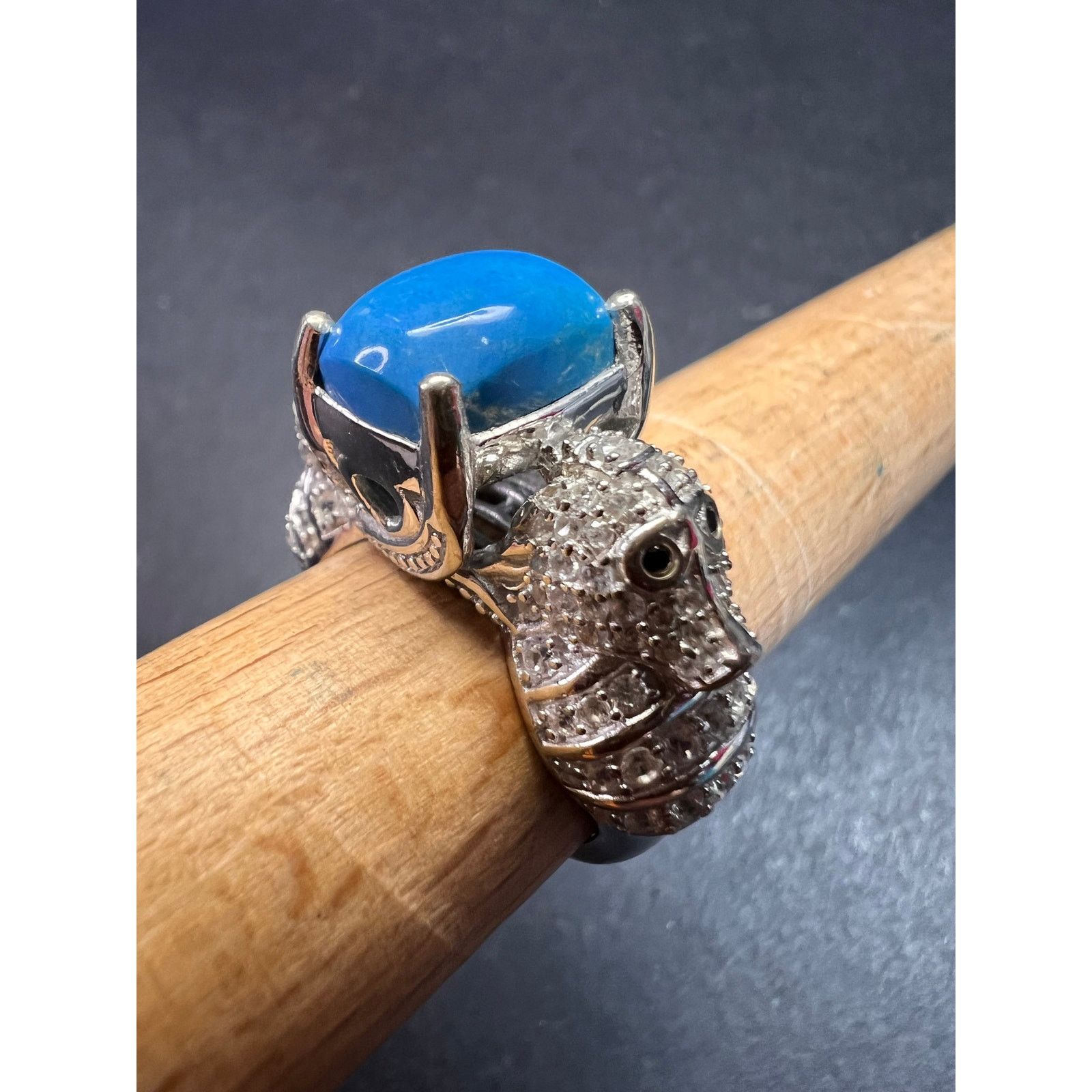 Other NEW Ceruleite and zircon seahorse ring in 925 silver size 8 Size ONE SIZE - 9 Thumbnail