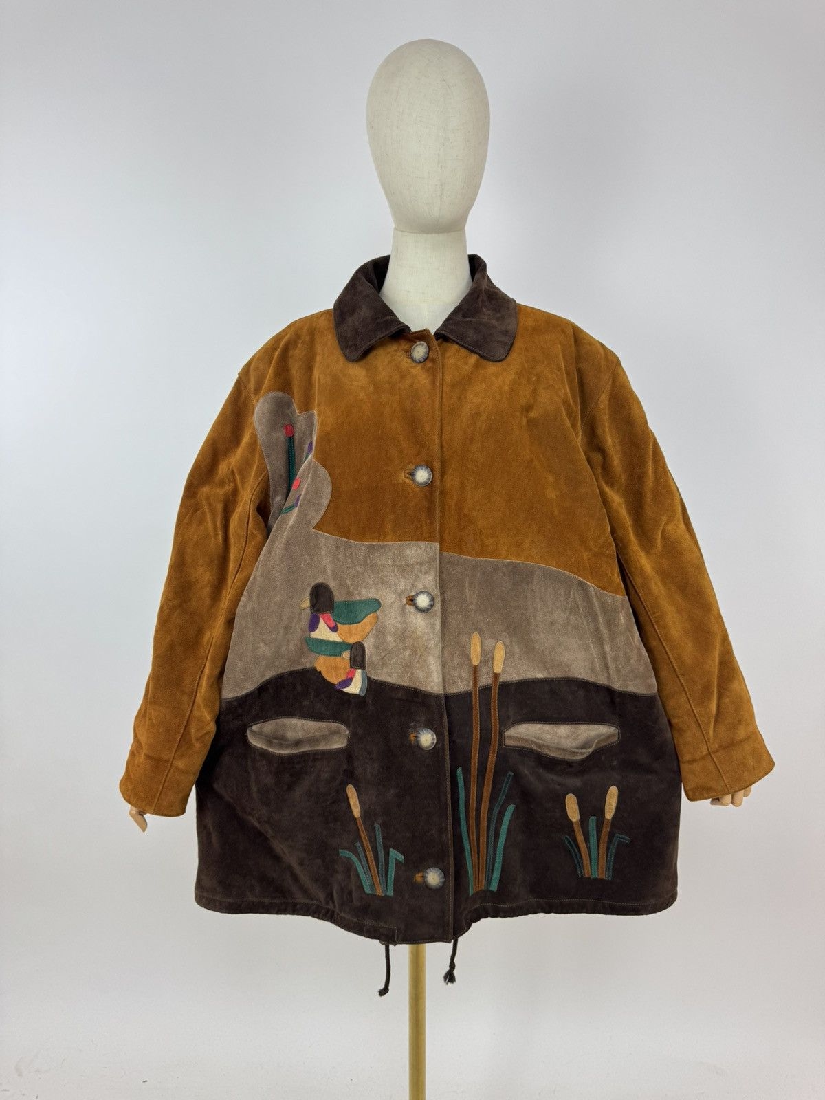 Suede Hunting Jacket Vintage Womens Leather Fishing Coat