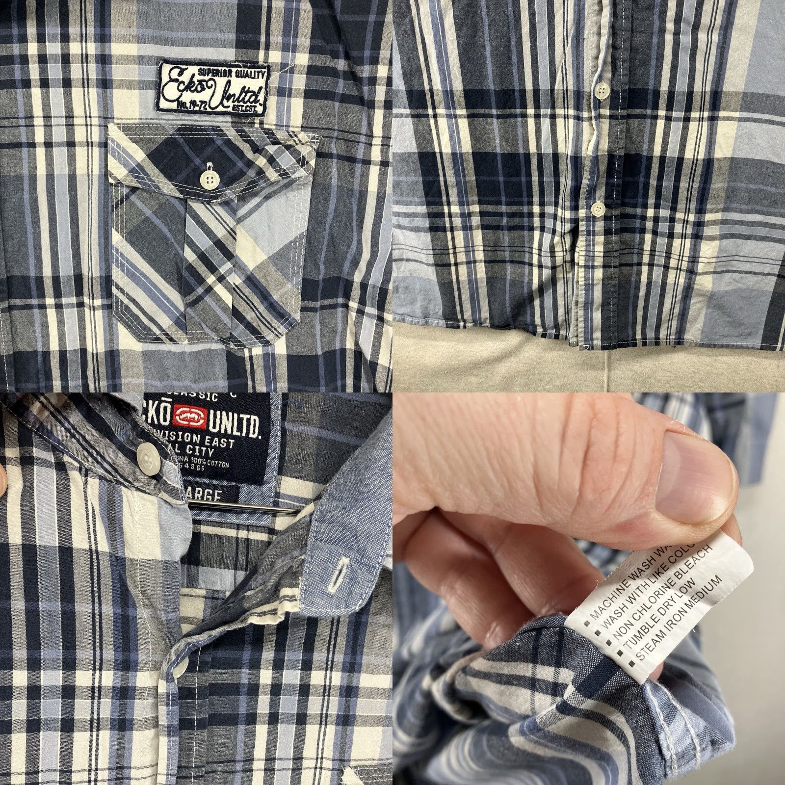 Ecko Unltd. VINTAGE Ecko Unltd Button Up Shirt Men’s 4XL Plaid Pocket Logo Casual Streetwear Lightweight Blue 90s Mens Size US XXL / EU 58 / 5 - 8 Thumbnail