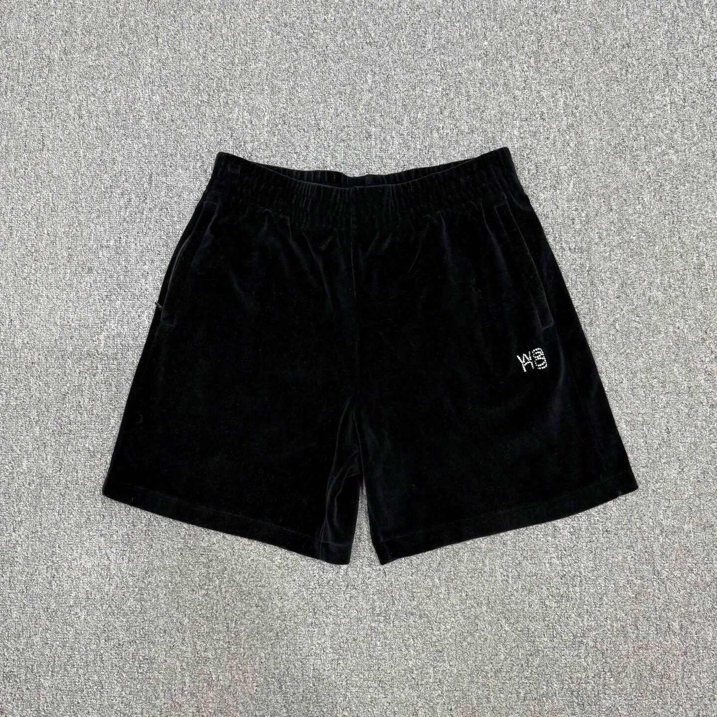 Alexander Wang Alexander Wang 22 Black Cotton Velvet Crystal Track Short S Size 25" / US 0 / IT 36 - 1 Thumbnail