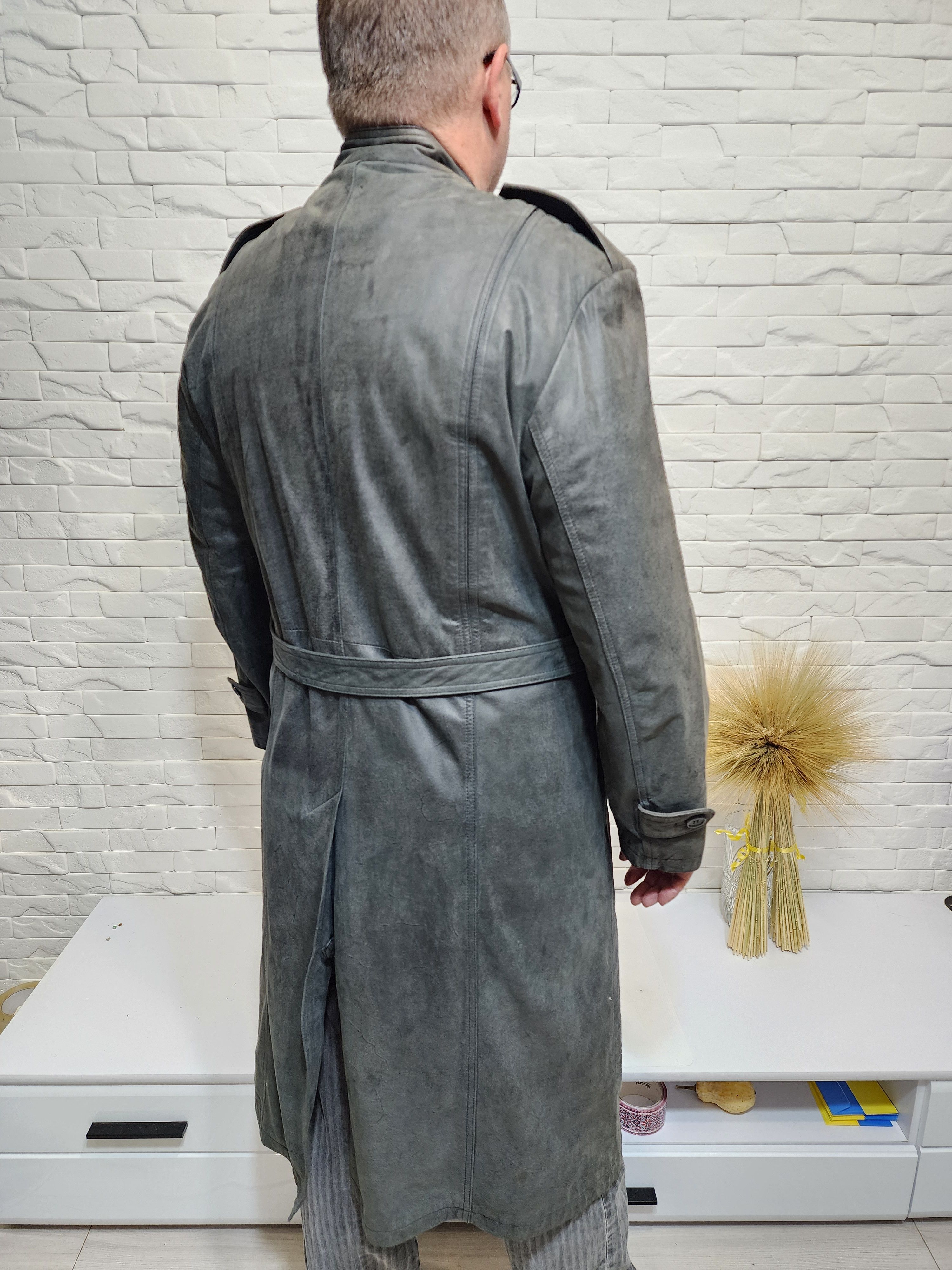Genuine Leather Gray Genuine Leather Men's Coat with Belt Size US L / EU 52-54 / 3 - 7 Thumbnail