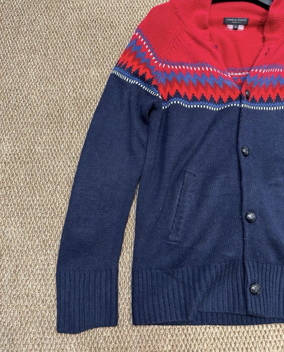 Comme des Garcons Homme Plus COMME des GARÇONS HOMME PLUS Color-Block Knit Cardigan K23 Size US M / EU 48-50 / 2 - 2 Thumbnail