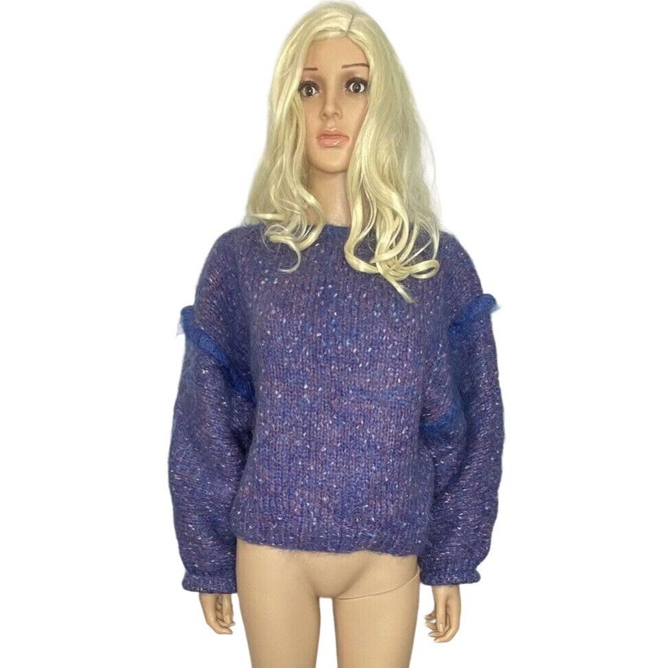 Handmade Hand Knit W's M/L Mohair Wool Oversized Sweater Drop Sleeve Size ONE SIZE - 1 Thumbnail