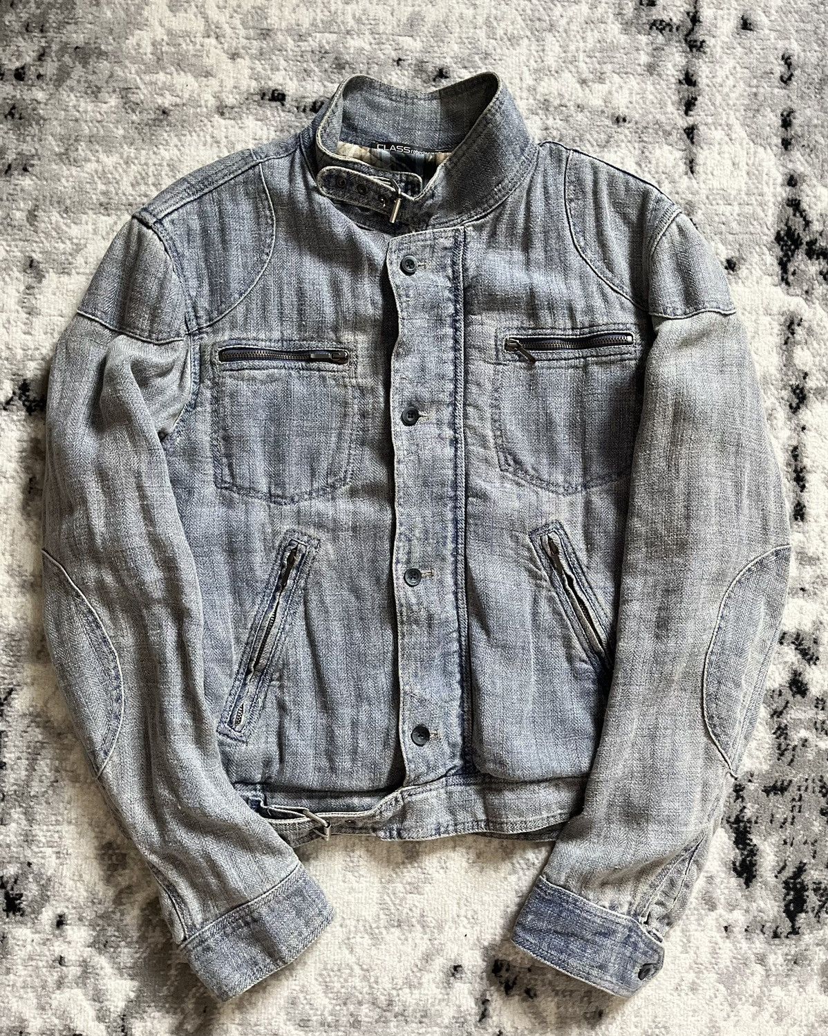 image of Archival Clothing x Roberto Cavalli Aw2003 Roberto Cavalli Class Stonewashed Denim Jacket in Blue (