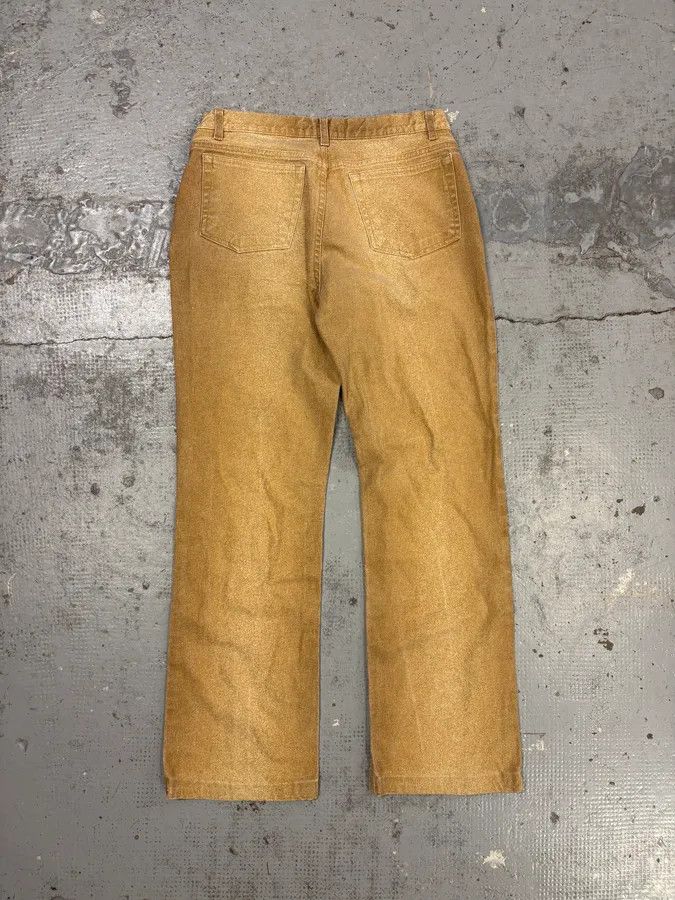 Roberto Cavalli 2000s Roberto Cavalli Gold Glitter Gradient Wide Leg Pants Size 26" / US 2 / IT 38 - 7 Thumbnail