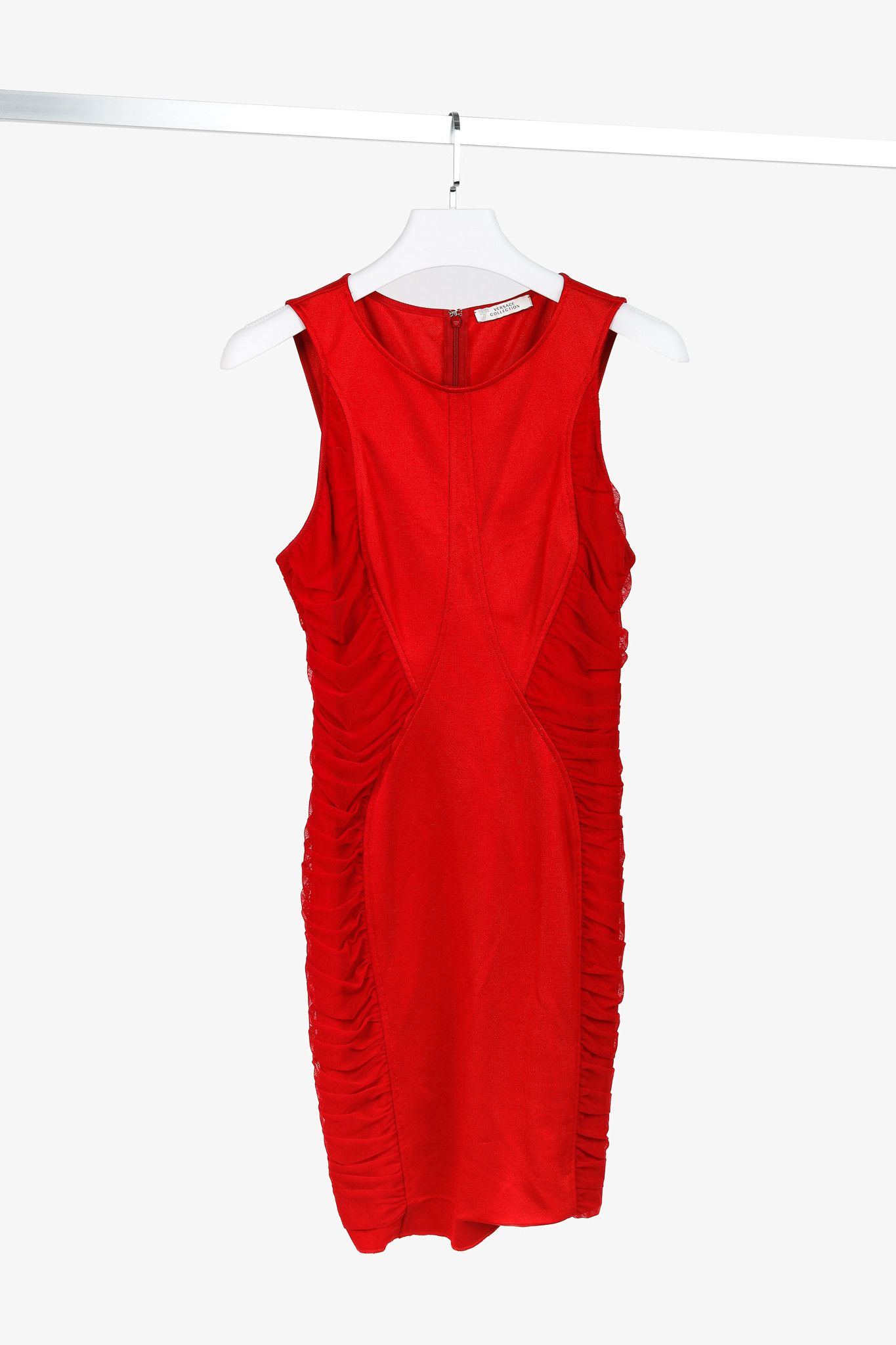 Versace Versace Collection Red Knit Ruched Bodycon Dress Size S / US 4 / IT 40 - 1 Thumbnail