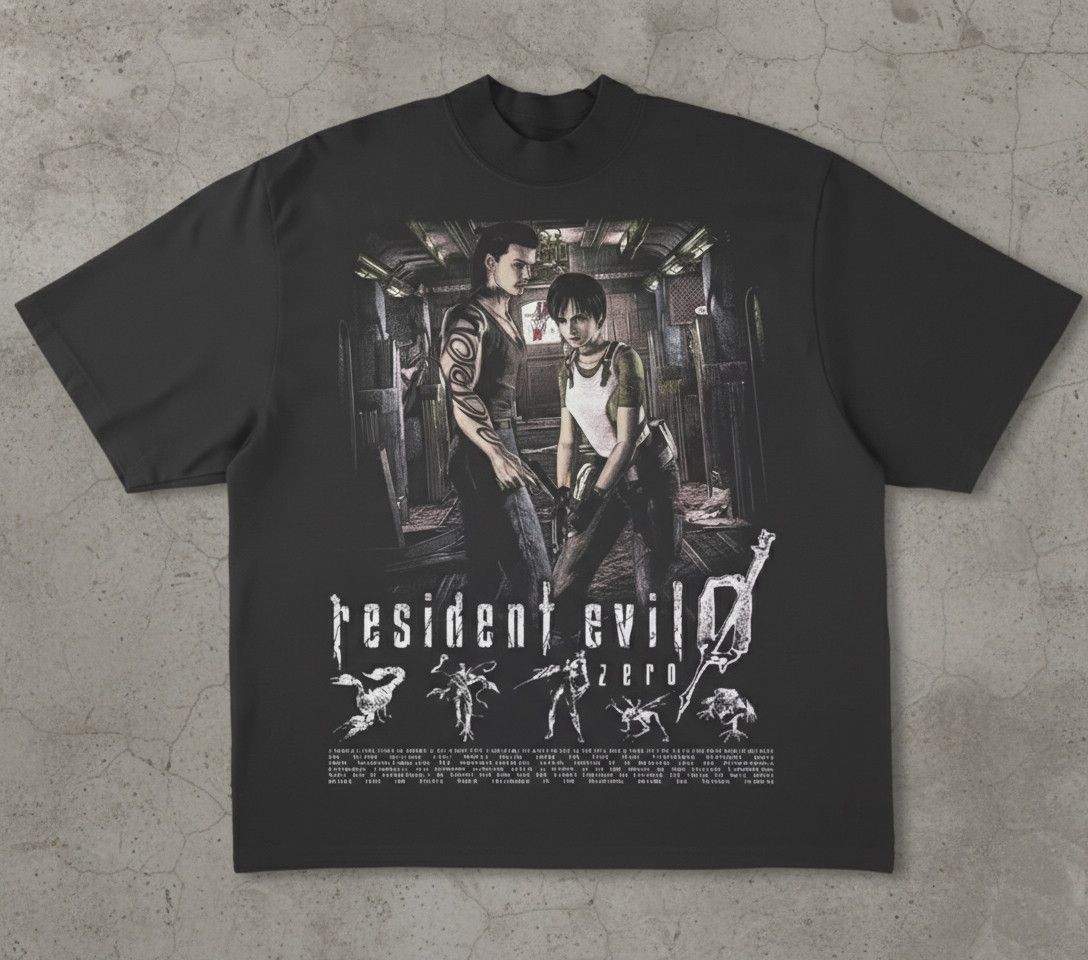 Japanese Brand Retro Style Horror Theme Evil Game Heavyweight T-Shirt Size US L / EU 52-54 / 3 - 1 Thumbnail