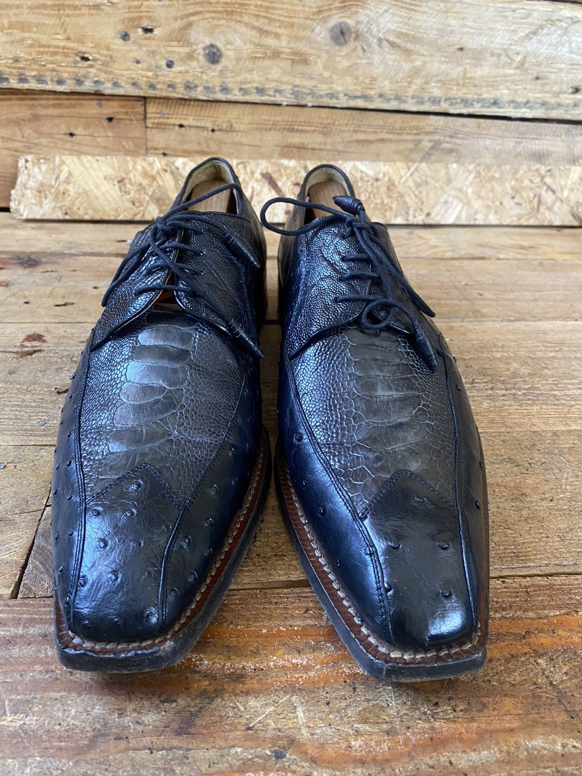 Designer × Mauri × Mezlan Mezlan lace up leather exotic ostrich skin Oxford shoeuk10.5 Size US 11 / EU 44 - 4 Thumbnail