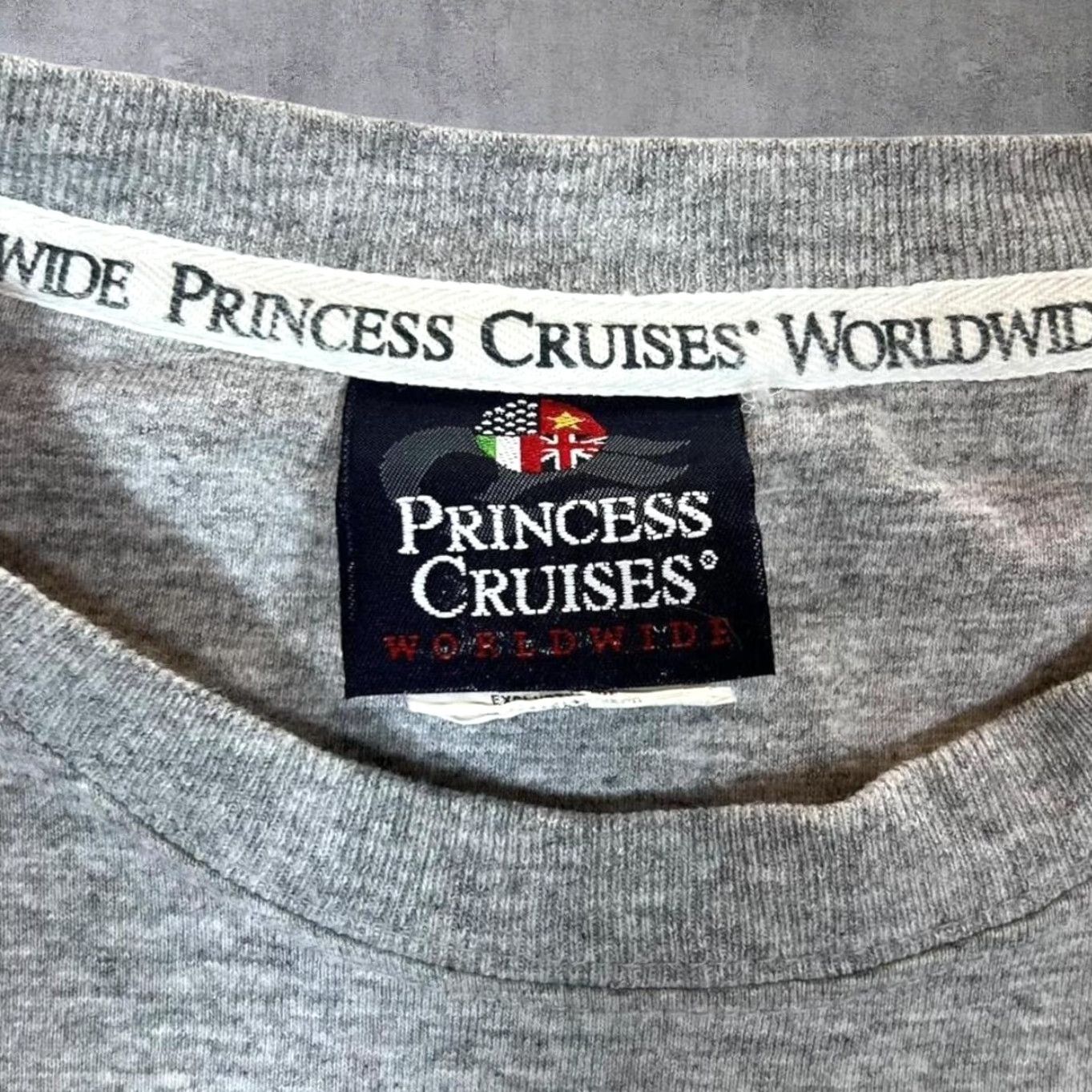 Vintage VINTAGE Princess Cruises Worldwide Embroidered Souvenir Grey T-Shirt Large XL Mens Shirt Short Sleeve Crew Neck Cotton Size US L / EU 52-54 / 3 - 2 Thumbnail