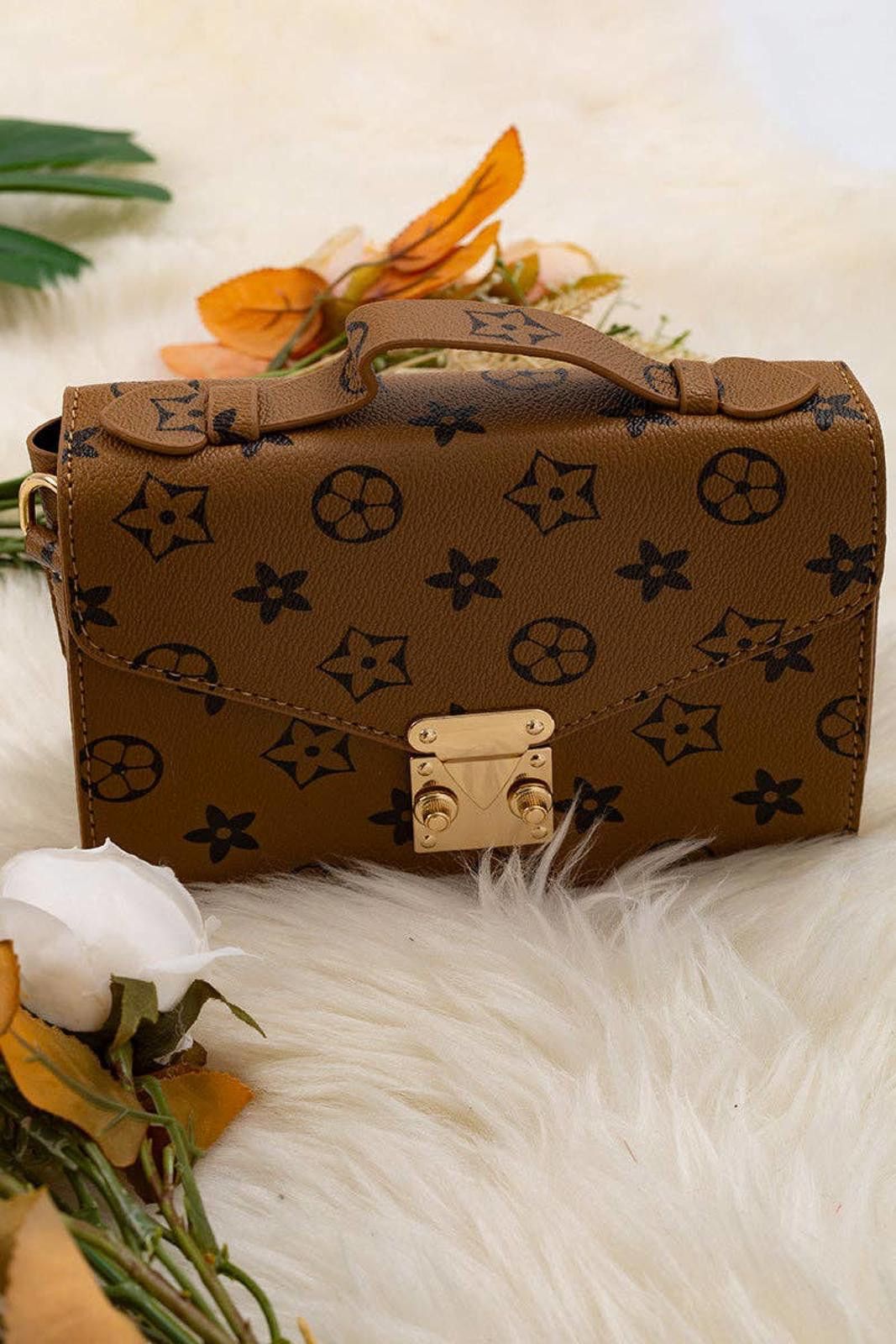 Other Brown Star Printed Crossbody Purse Size ONE SIZE - 2 Thumbnail