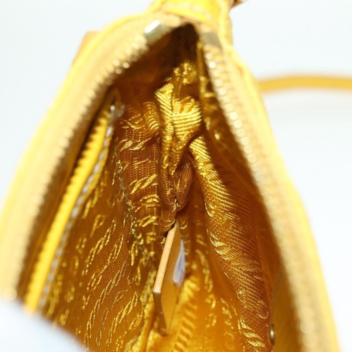 Prada Prada Nylon Leather Chain Shoulder Bag Yellow Gold Size ONE SIZE - 12 Thumbnail